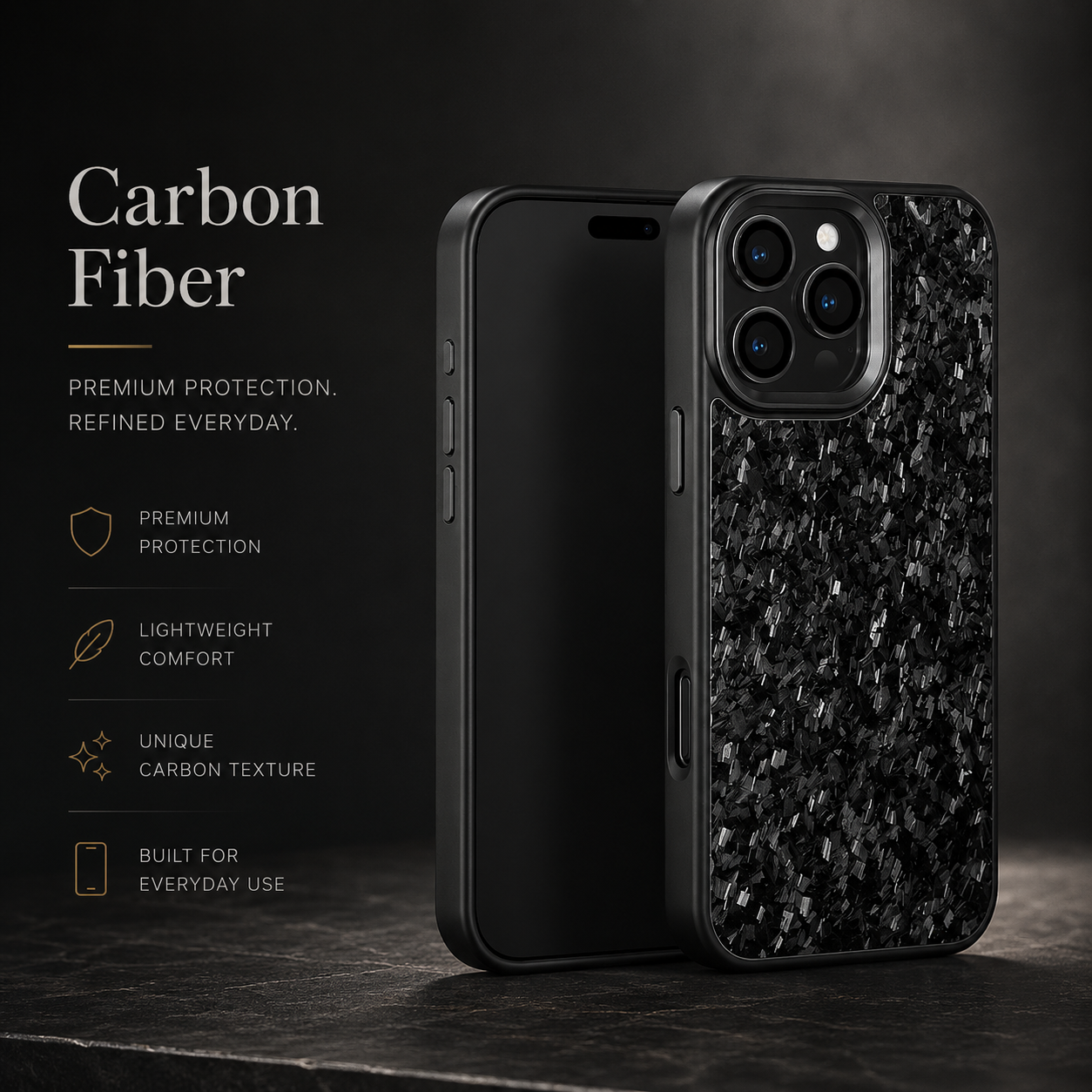 Premium iPhone Case MagSafe Compatible Forged Carbon Fiber Cover Dual Layer Shockproof Metal Lens Frame Button Protection Full Coverage Lightweight Design