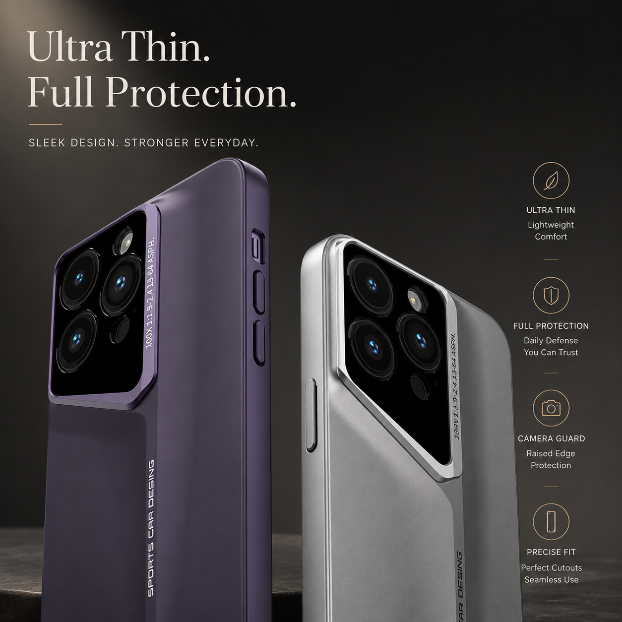 Premium iPhone Case Ultra Thin Protective Cover Titanium Style Shockproof Camera Lens Protection Anti Scratch Lightweight Anti Slip Slim Full Coverage