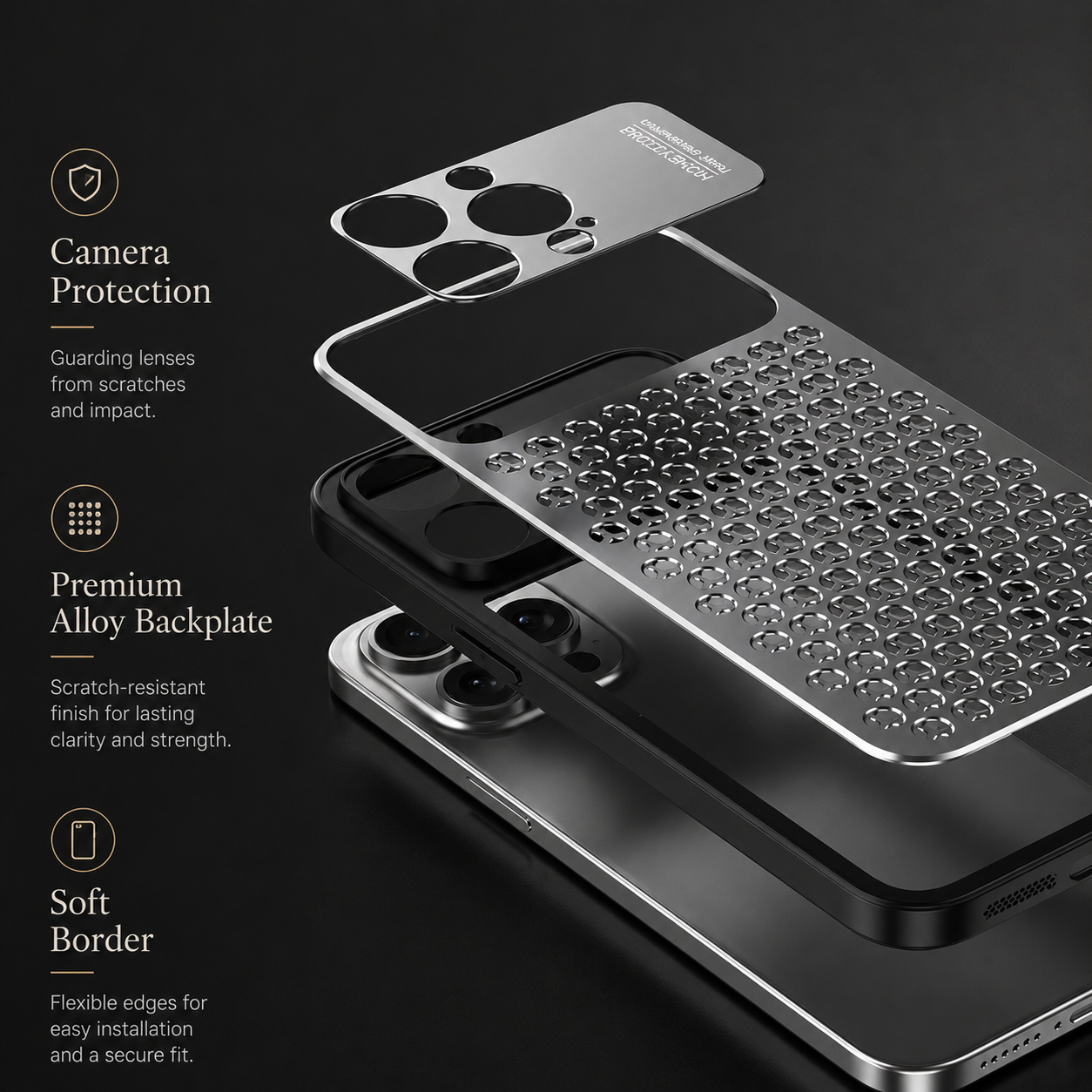 Premium iPhone Case Aluminum Alloy Protective Cover Breathable Metal Frame Shockproof Anti Fingerprint Scratch Resistant Slim Lightweight Design
