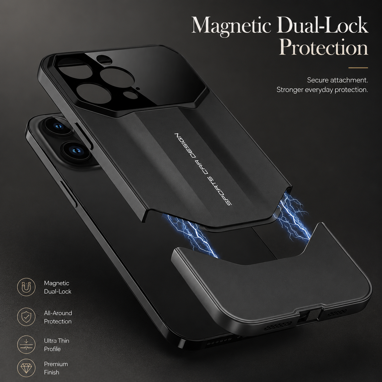 Premium iPhone Case Shockproof Protective Cover 2 in 1 Hard PC Camera Lens Protection Anti Scratch Slim Dustproof Full Coverage Supercar Design