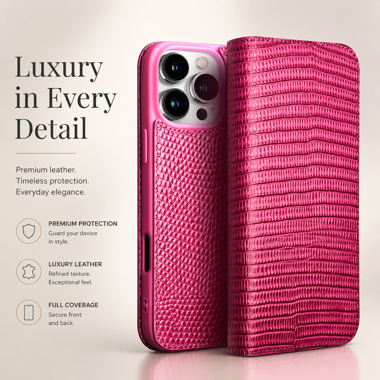 Premium iPhone Case Genuine Leather Wallet Flip Cover Card Holder Slim Shockproof Protective Cover Anti Scratch Lightweight Full Protection