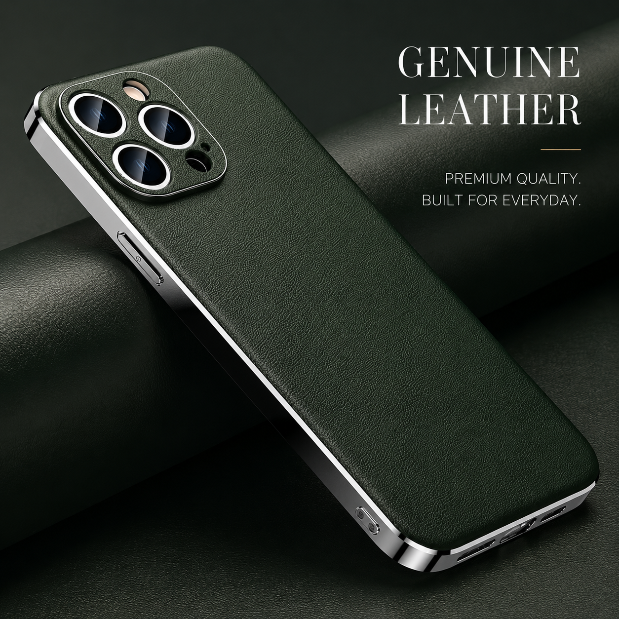 Premium iPhone Case Genuine Cowhide Leather Protective Cover MagSafe Compatible Camera Lens Protection Shockproof Plating Frame Slim Full Coverage
