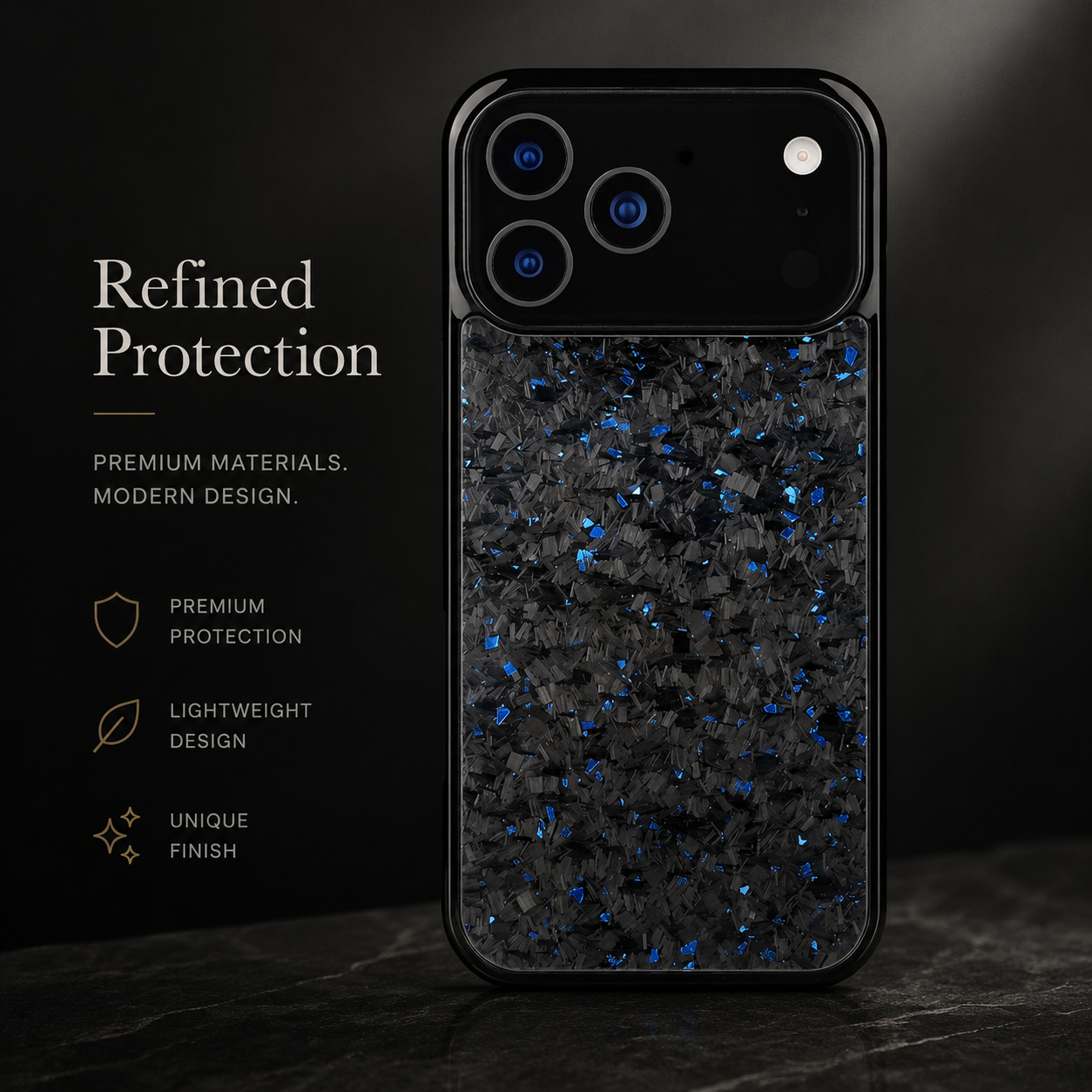 Premium iPhone Case MagSafe Compatible Forged Carbon Fiber TPU Hybrid Cover Shockproof Full Coverage Anti Scratch Non Slip Protective Design
