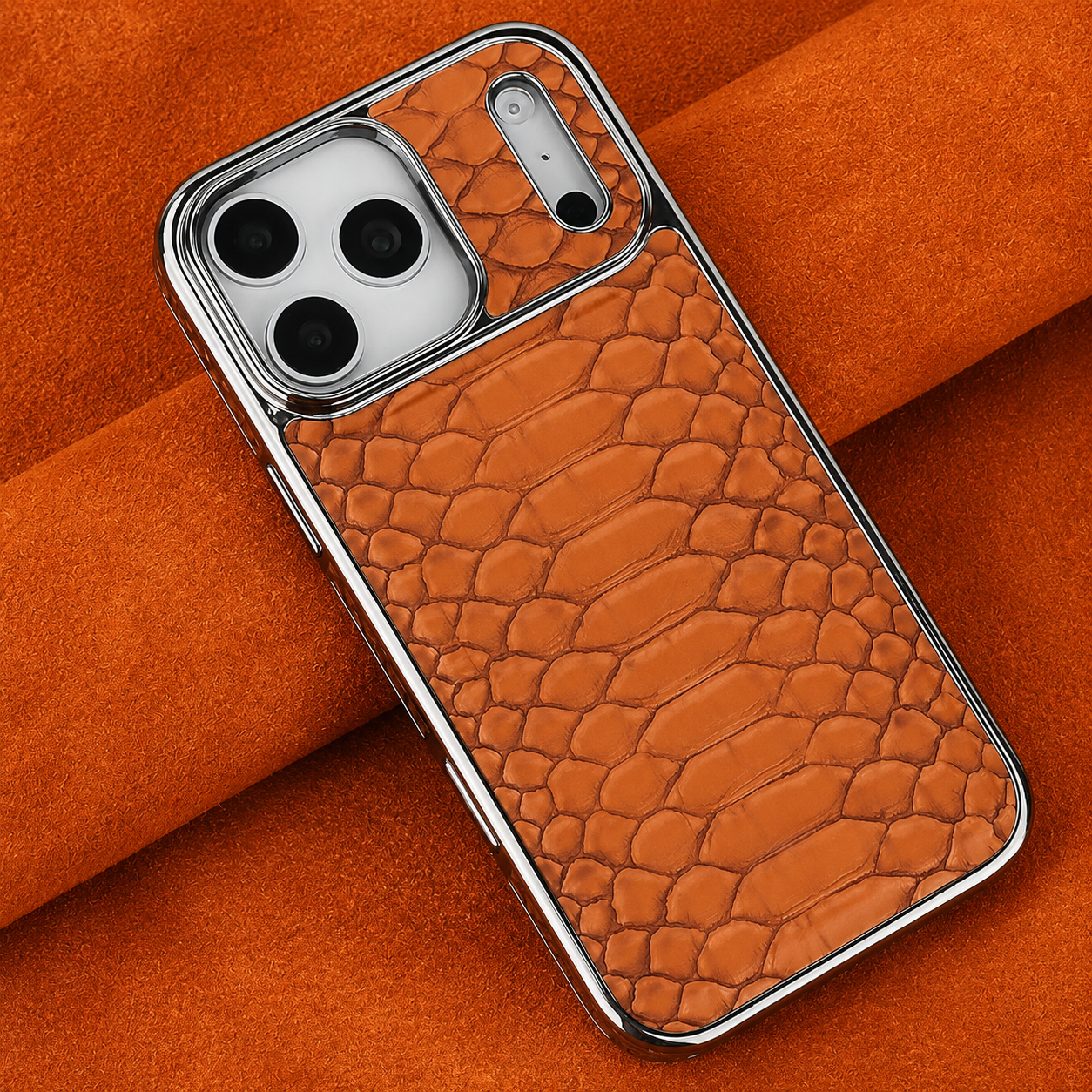 Premium iPhone Case Leather Snake Pattern Cover Soft Flannel Lining Anti Scratch Non Slip Slim Lightweight Protective Fashion Design Half Wrapped