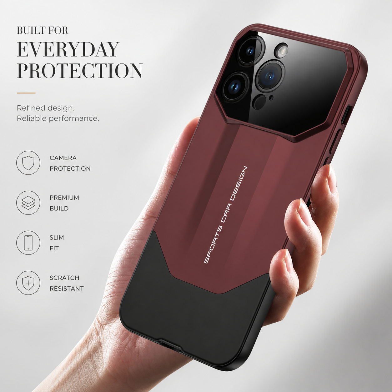 Premium iPhone Case Shockproof Protective Cover 2 in 1 Hard PC Camera Lens Protection Anti Scratch Slim Dustproof Full Coverage Supercar Design
