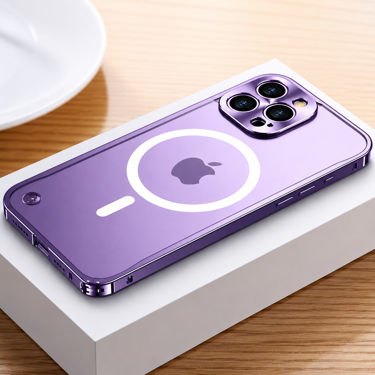 Premium iPhone Case MagSafe Compatible Magnetic Aluminum Bumper Frame Matte Transparent Back Shockproof Protective Camera Lens Guard Slim Full Coverage