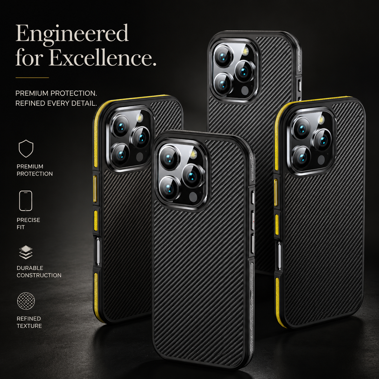 Premium iPhone Case MagSafe Compatible Magnetic Aramid Fiber Protective Cover 600D Carbon Texture Ultra Thin Lightweight Shockproof Camera Protection