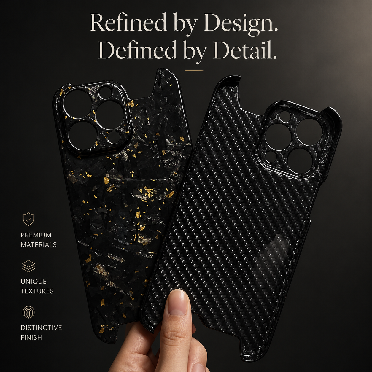 Premium iPhone Case Aramid Carbon Fiber MagSafe Compatible Ultra Thin Glossy Forged Cover Shockproof Lightweight Half Wrapped Slim Design
