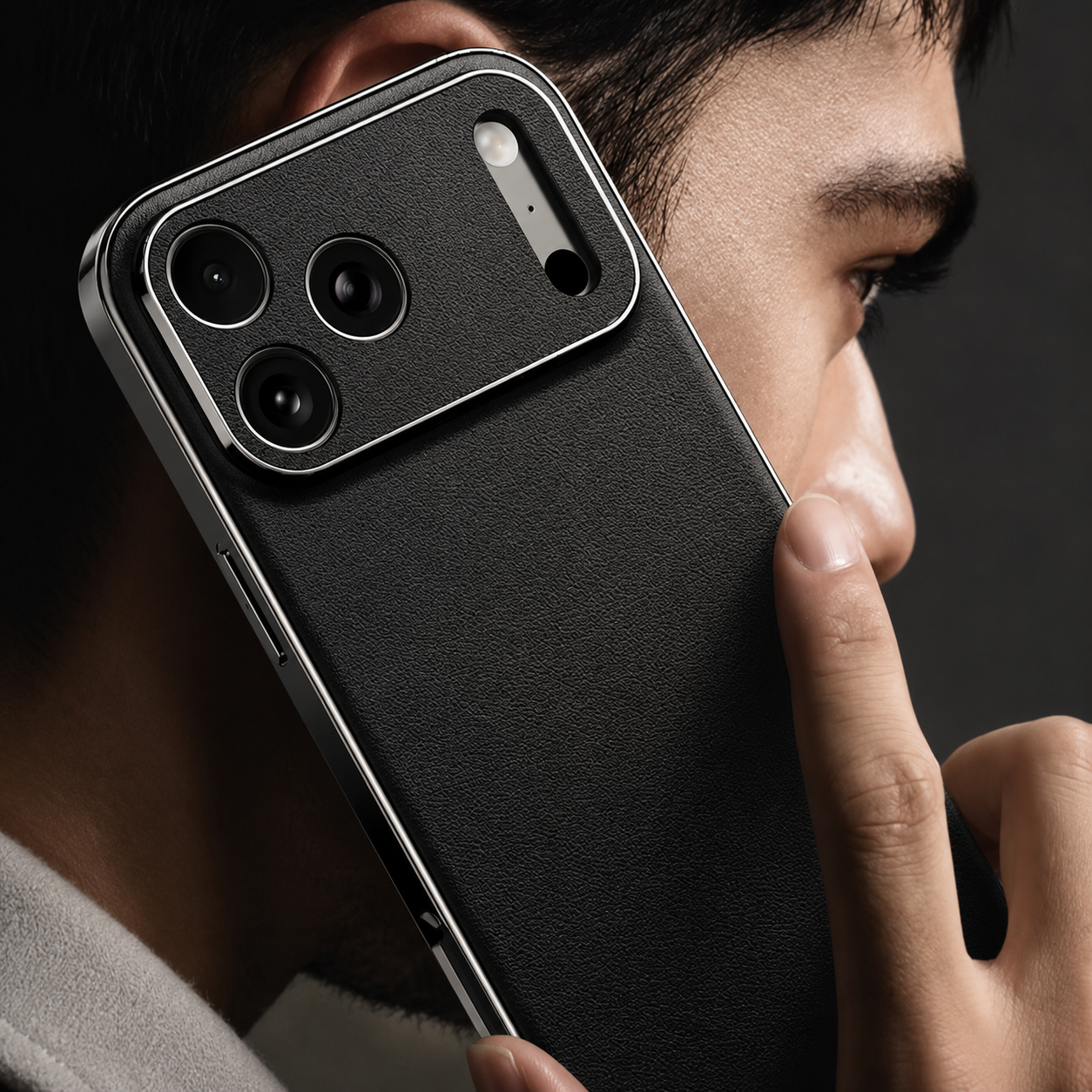 Premium iPhone Case Genuine Leather Cover Shockproof Protective Frame Full Camera Lens Protection Anti Slip Matte Finish Slim Full Coverage