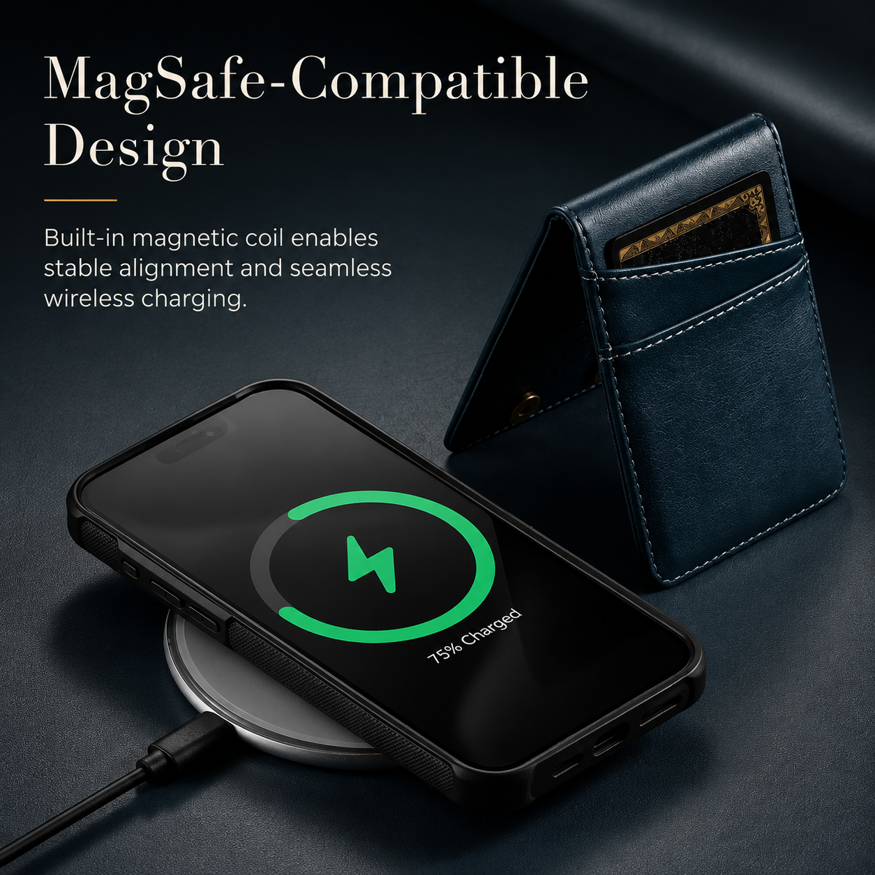 Premium iPhone Case Magnetic Detachable Wallet Flip Cover PU Leather Card Holder Cash Pocket Wrist Strap Shockproof Full Coverage Protective Design