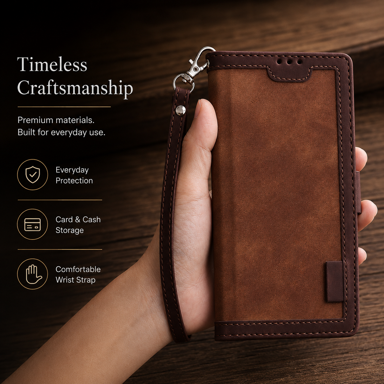 Premium iPhone Case Leather Wallet Flip Cover MagSafe Compatible Card Holder Magnetic Closure Shockproof Camera Protection Stand Full Coverage