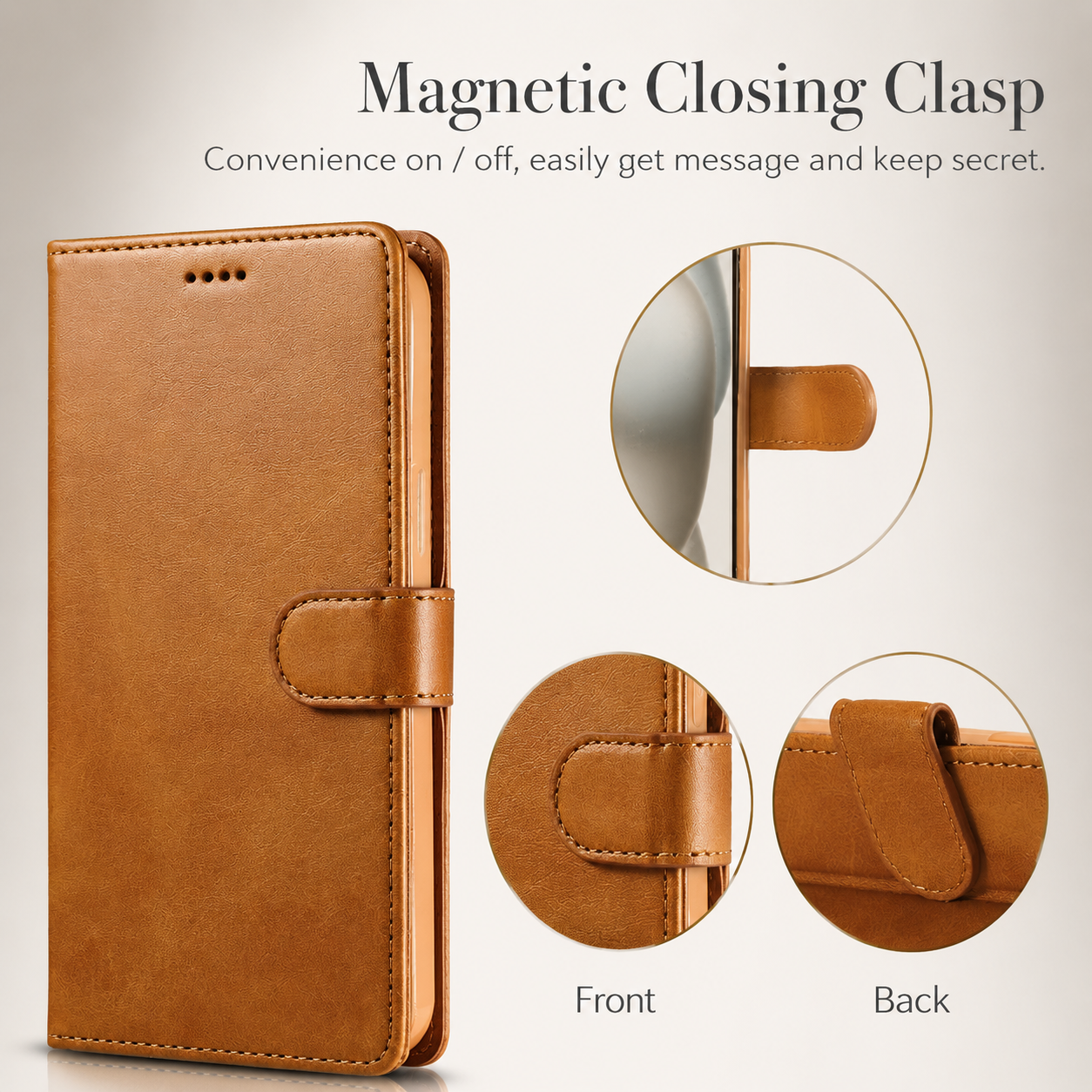 Premium iPhone Case Leather Wallet Flip Cover Card Holder Magnetic Closure Shockproof Camera Protection Slim Full Coverage Protective Design
