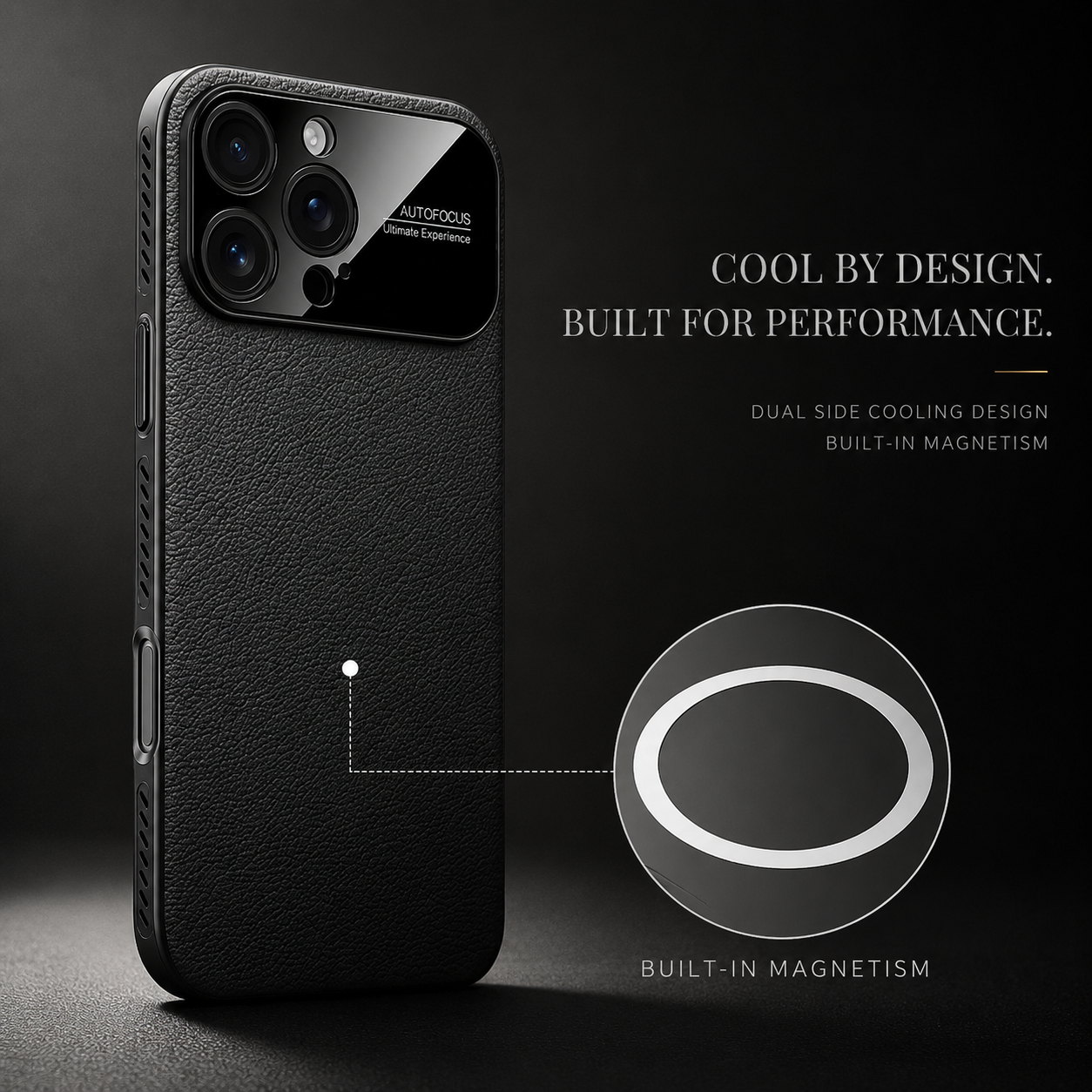 Premium iPhone Case MagSafe Magnetic Leather Border Cover Shockproof Heat Dissipation Camera Protection Anti Fingerprint Slim Full Coverage Design