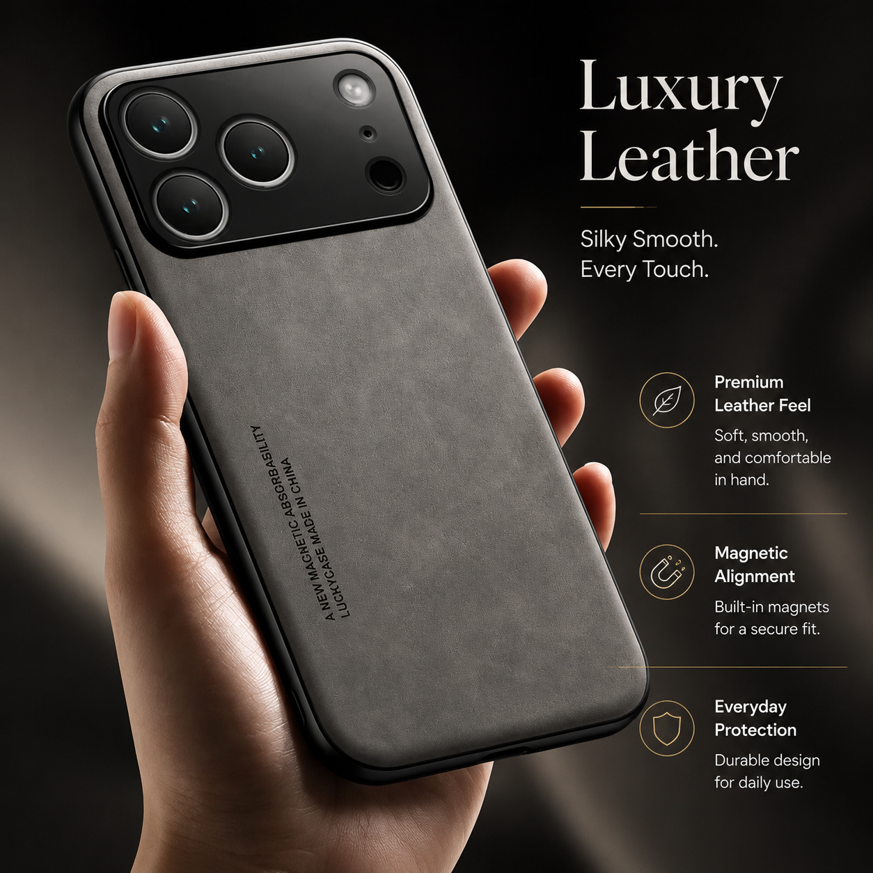 Premium iPhone Case Leather TPU Hybrid Magnetic Car Mount Compatible Protective Cover Shockproof Anti Scratch Full Coverage Wallet Style Design