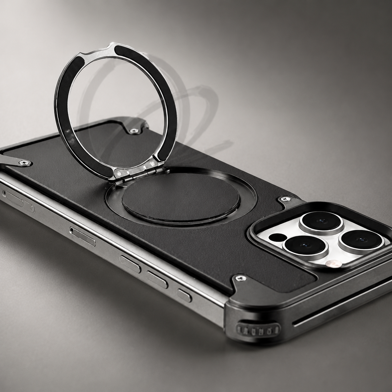 Premium iPhone Case Genuine Leather Magnetic Cover MagSafe Compatible Frameless Rotating Stand Ring Shockproof Anti Drop Protection Slim Profile