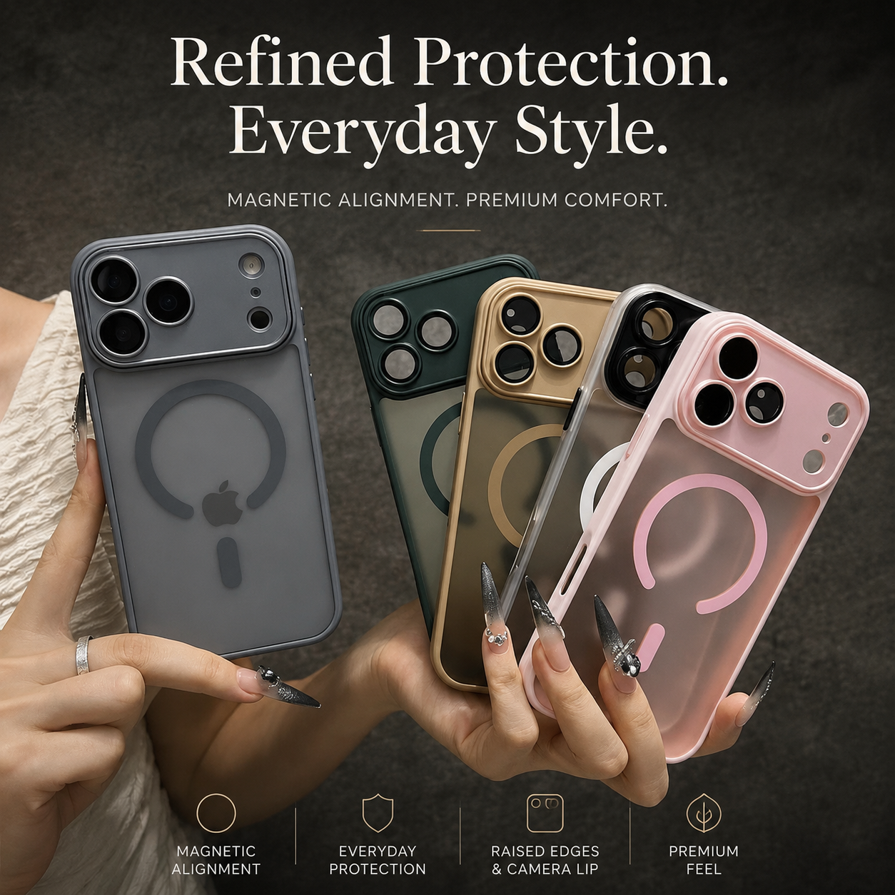 Premium iPhone Case MagSafe Compatible Matte Translucent Cover Magnetic PC TPU Hybrid Shockproof Anti Fingerprint Protective Slim Case