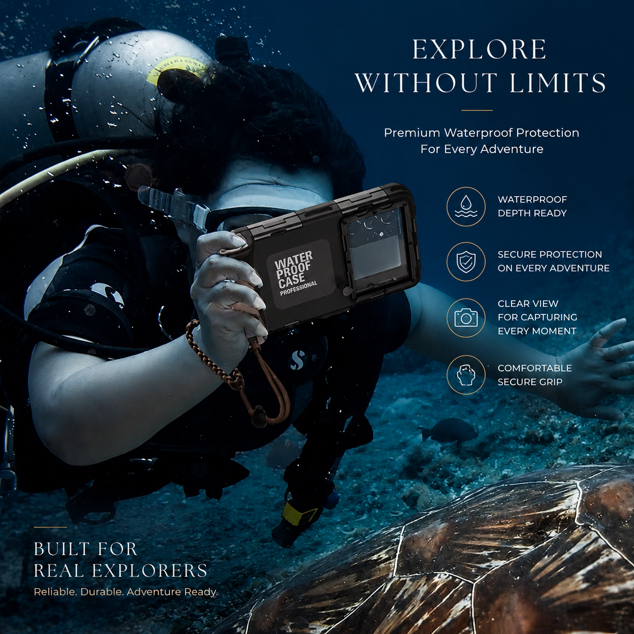 Premium Waterproof iPhone Case IP68 Protective Cover Full Body Shockproof Anti Scratch Sealed Underwater Protection Lanyard Durable Design Case
