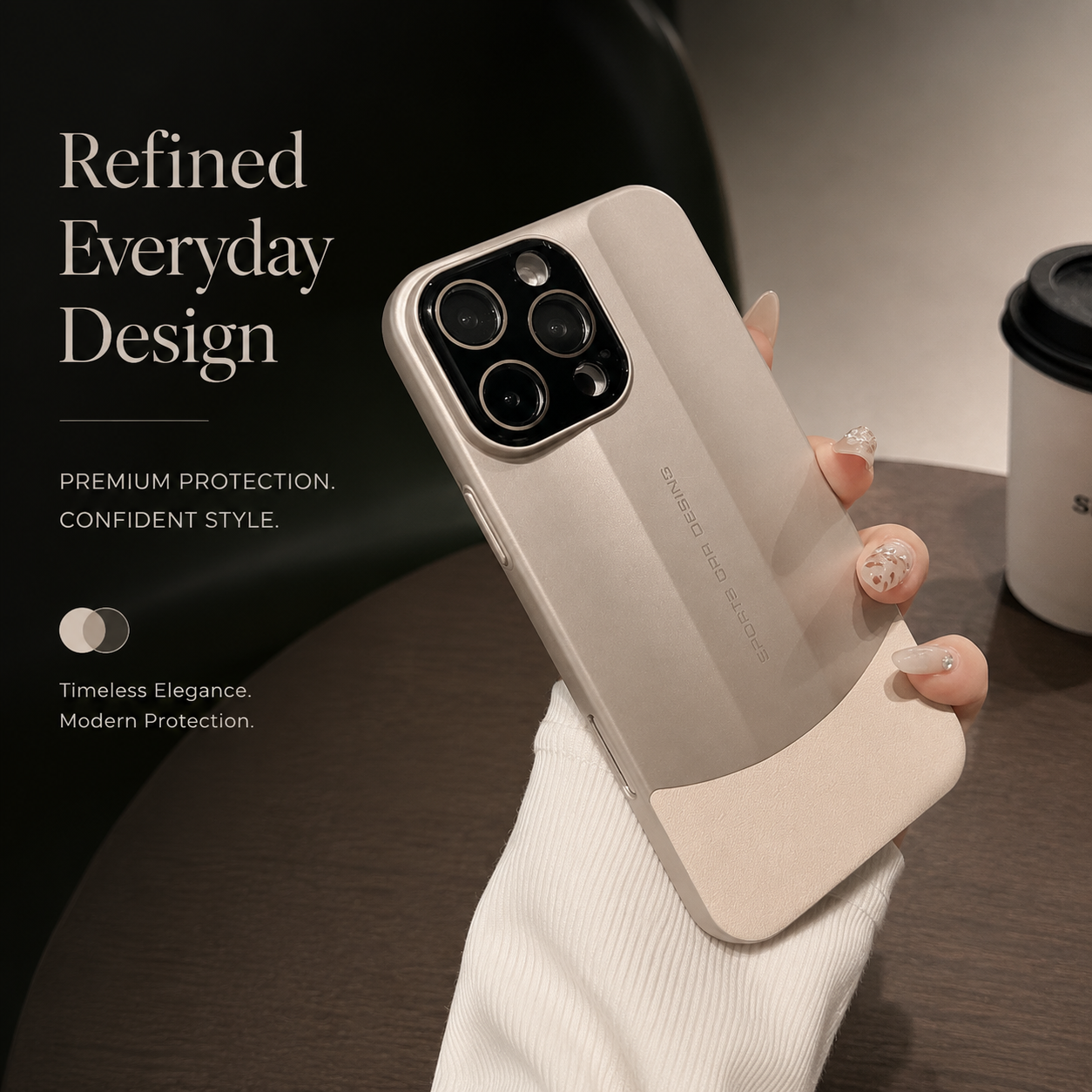 Premium iPhone Case Matte Leather Finish Hard Shell Slim Protective Cover Lens Protection Anti Scratch Half Wrapped Full Coverage Design