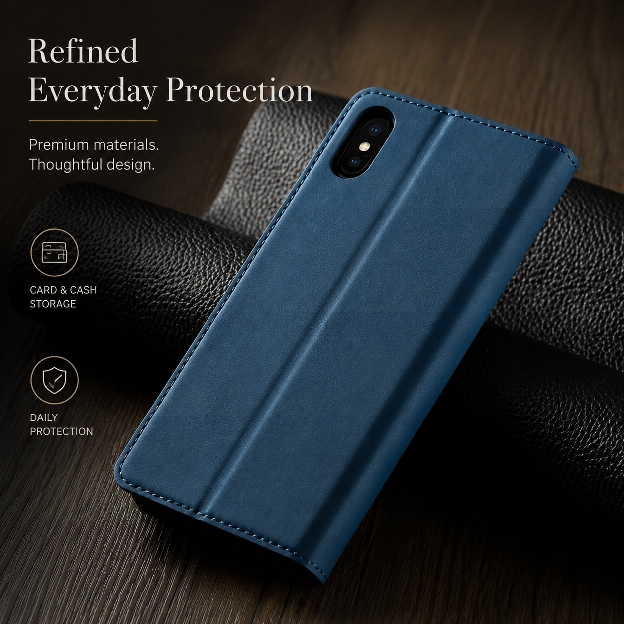 Premium iPhone Case MagSafe Compatible Wallet Flip Cover Card Holder Magnetic Closure Shockproof Camera Lens Protection Suede Leather Slim Full Coverage Cover