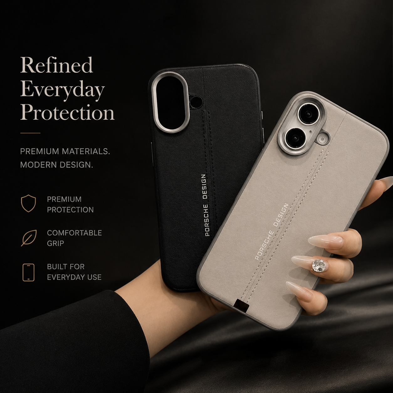 Premium iPhone Case Business Leather MagSafe Magnetic Cover Metal Button Shockproof Anti Fall Slim Full Coverage Anti Scratch Protective Design
