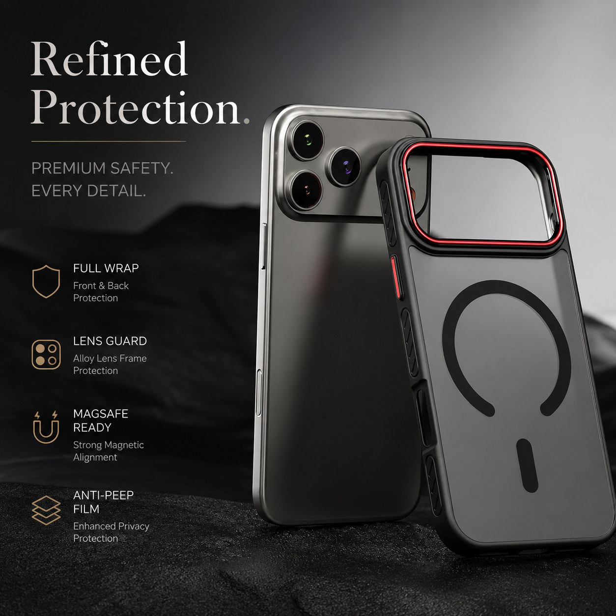 Premium iPhone Case MagSafe Compatible Magnetic Transparent Matte Cover Shockproof Protective Frame Camera Lens Protection Slim Full Coverage