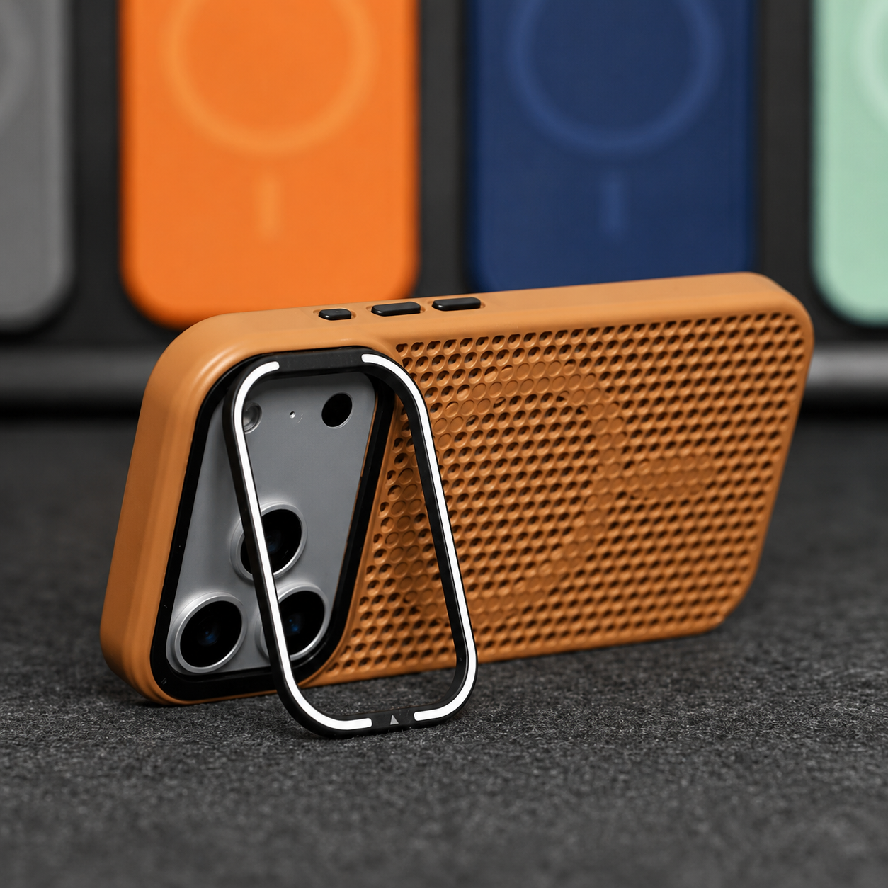 Premium iPhone Case MagSafe Compatible Magnetic Camera Stand Mesh Cooling Shockproof Protective Cover Anti Scratch Matte Camera Lens Protection Slim Full Coverage