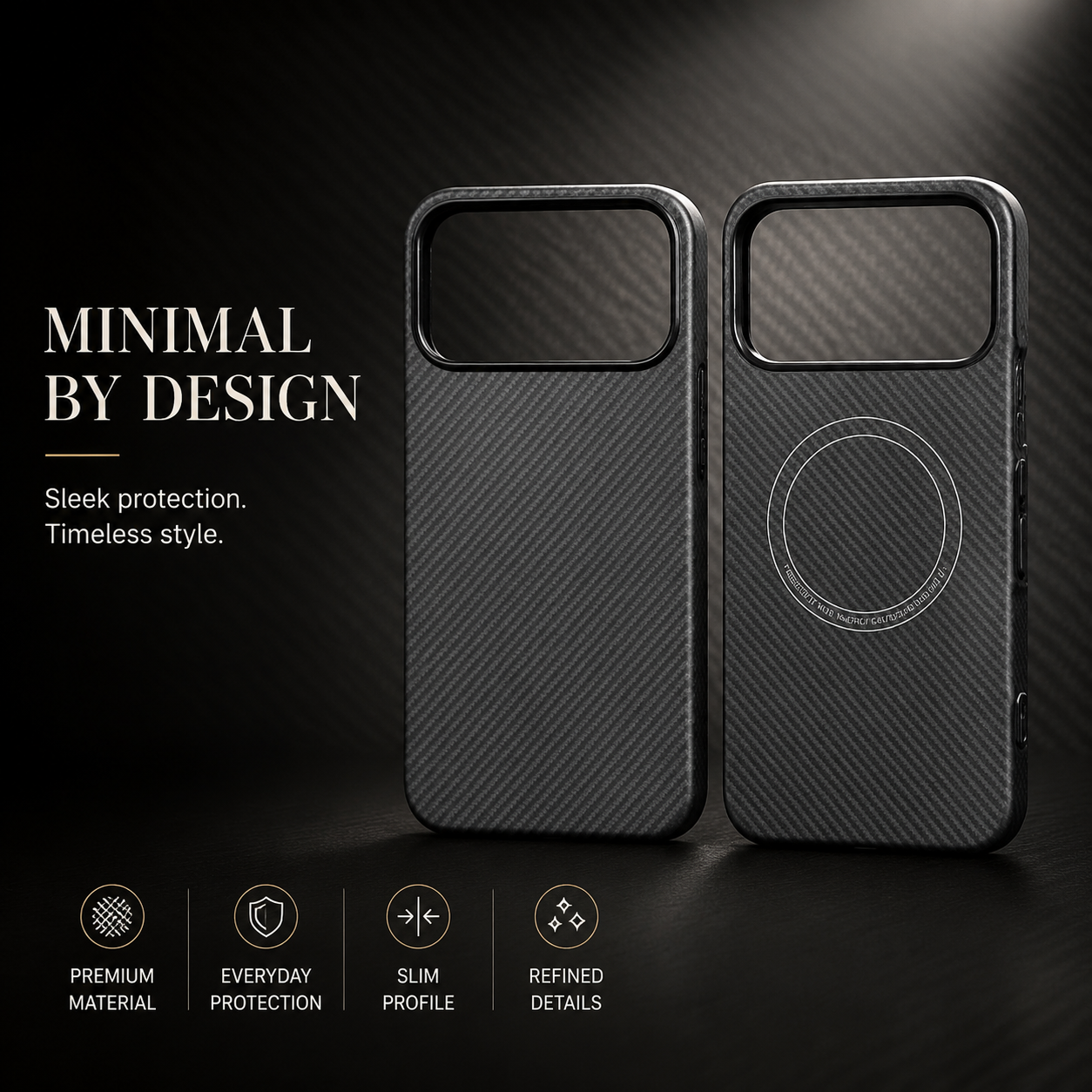 Premium iPhone Case MagSafe Compatible Ultra Thin Aramid Fiber Cover Carbon Texture Shockproof Lightweight Anti Scratch Half Wrapped Protective Design