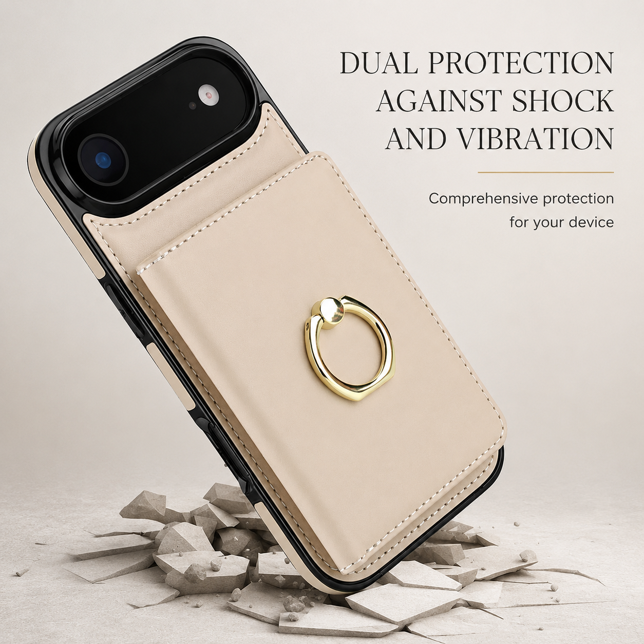 Premium iPhone Case Wallet Flip Cover Card Holder Magnetic Clasp Ring Kickstand PU Leather Shockproof Protective Cover Anti Scratch Full Protection Slim