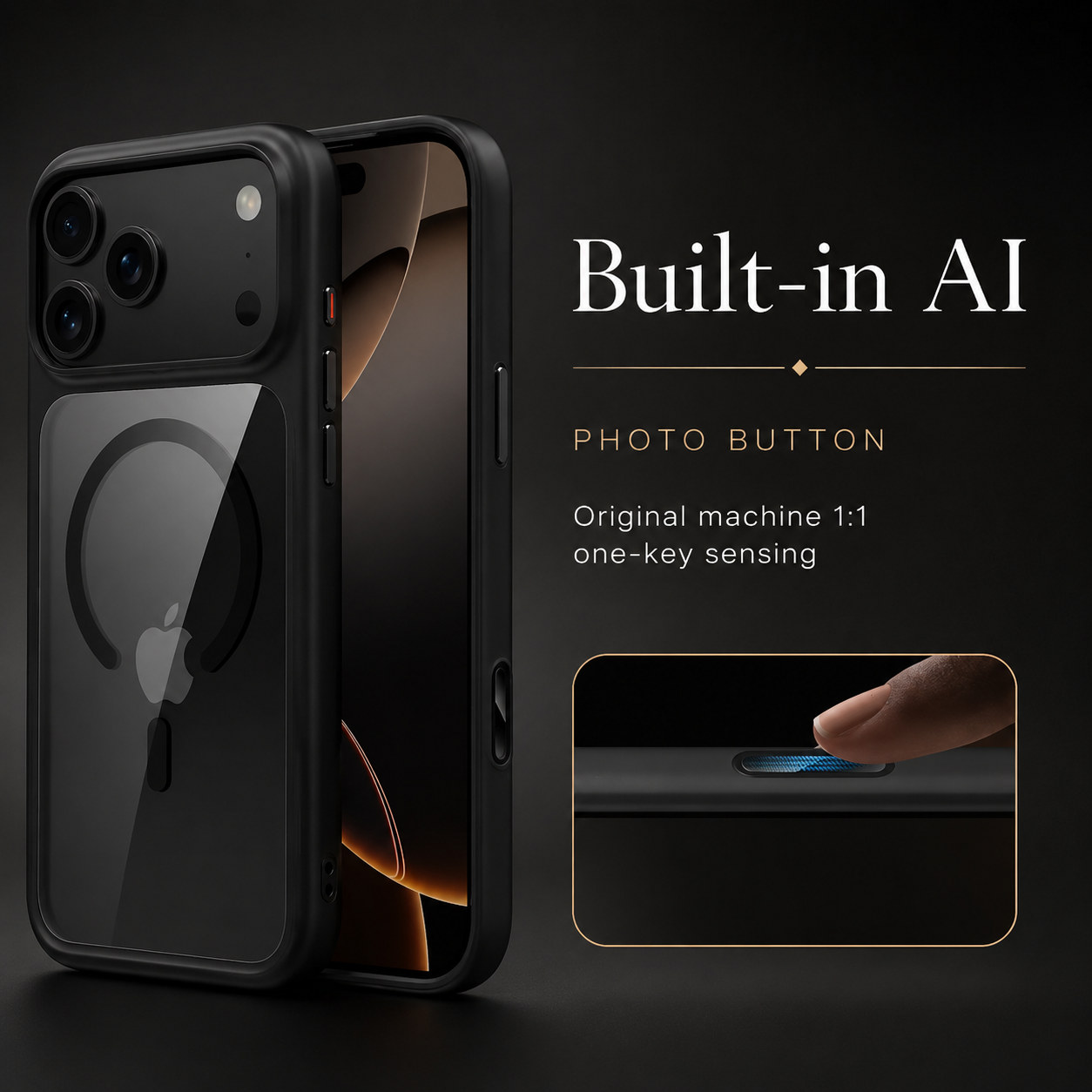 Premium iPhone Case MagSafe Compatible Clear Transparent Back Shockproof Armor Protective Cover Camera Control Button Anti Scratch Slim Full Coverage Design