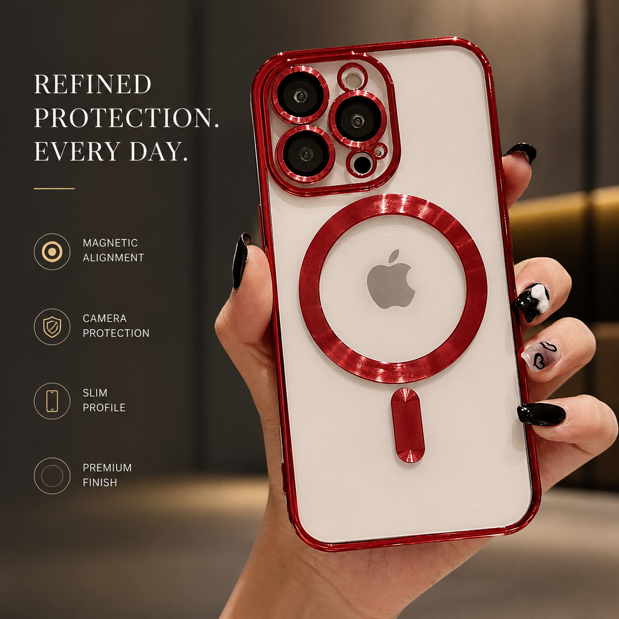 Premium iPhone Case MagSafe Compatible Magnetic Protective Cover Shockproof Camera Lens Protection Slim TPU Plating Frame Anti Scratch Full Coverage