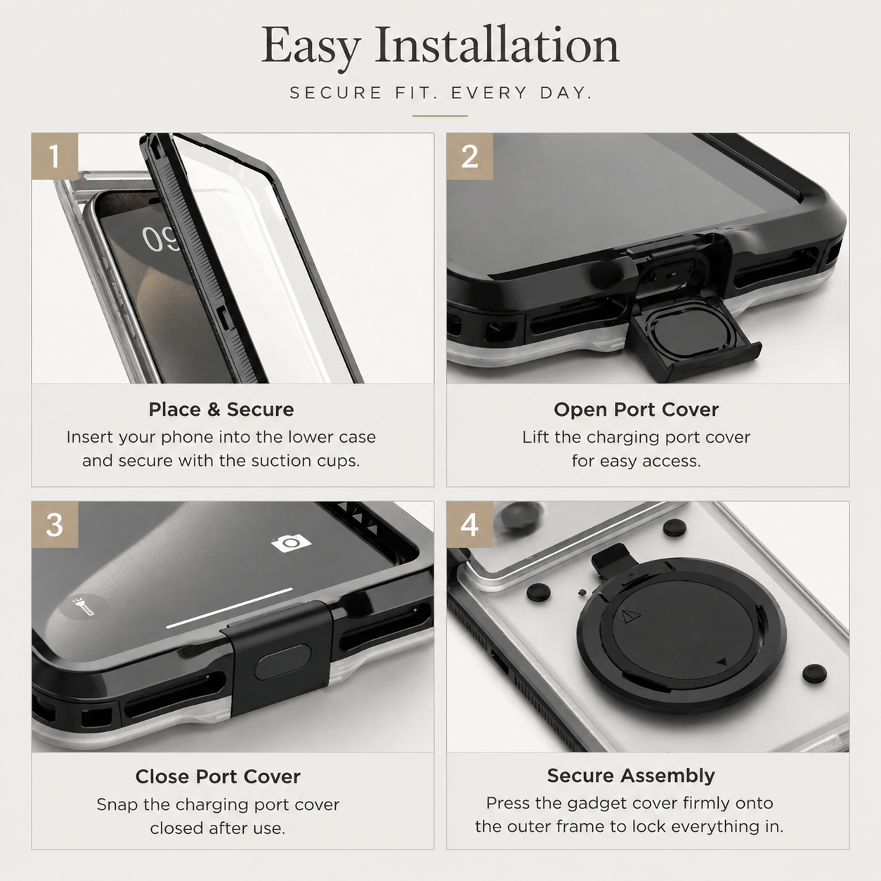 Premium iPhone Case Waterproof IP68 Protective Cover Full Body Shockproof Vacuum Seal System Underwater Touchscreen Access Dustproof Durable Design