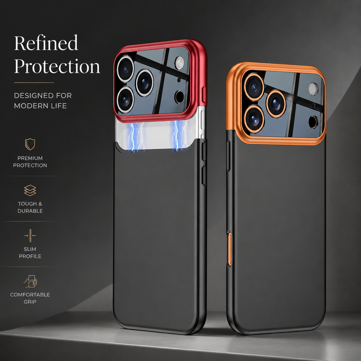 Premium iPhone Case Slim Hard Protective Cover Camera Lens Protection Shockproof Anti Scratch Matte Non Slip Two Tone Full Coverage