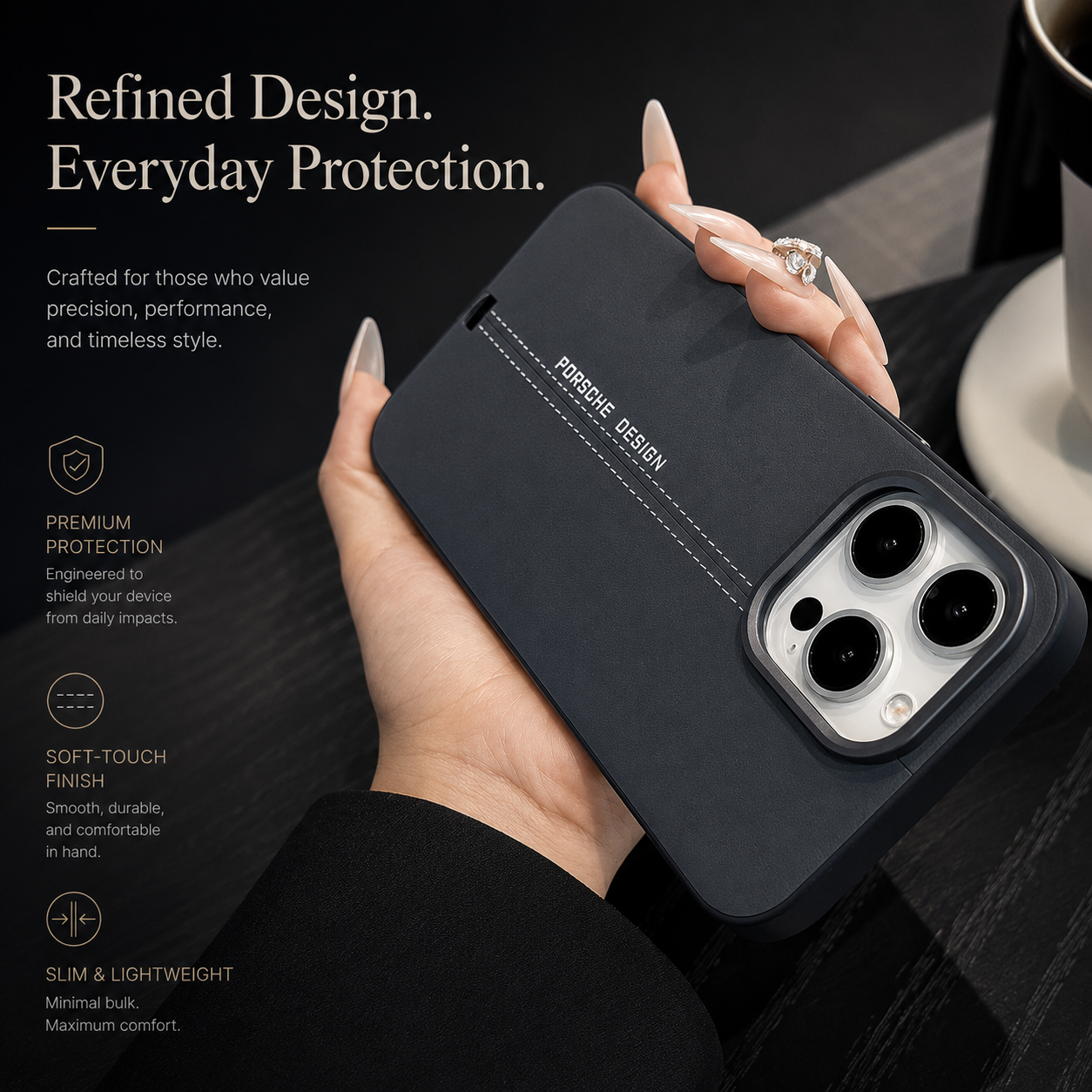 Premium iPhone Case Business Leather MagSafe Magnetic Cover Metal Button Shockproof Anti Fall Slim Full Coverage Anti Scratch Protective Design