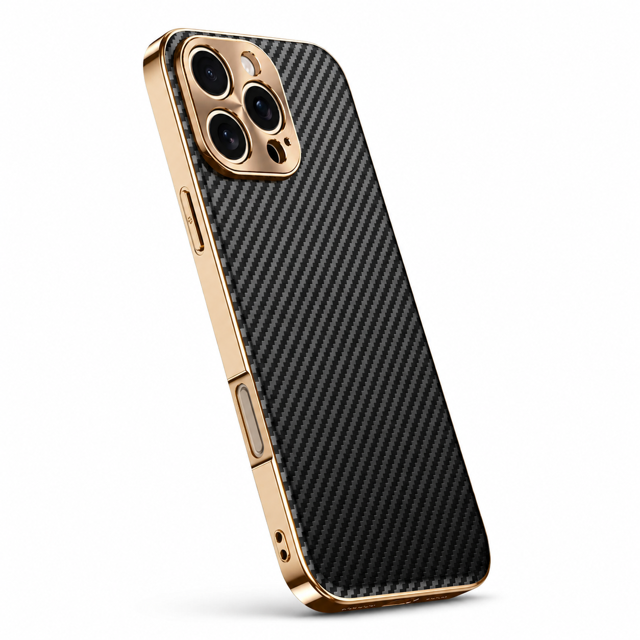 Premium iPhone Case Carbon Fiber Textured Leather Protective Cover Metal Camera Lens Guard Shockproof Slim Fit Durable Armor Design Full Coverage Case