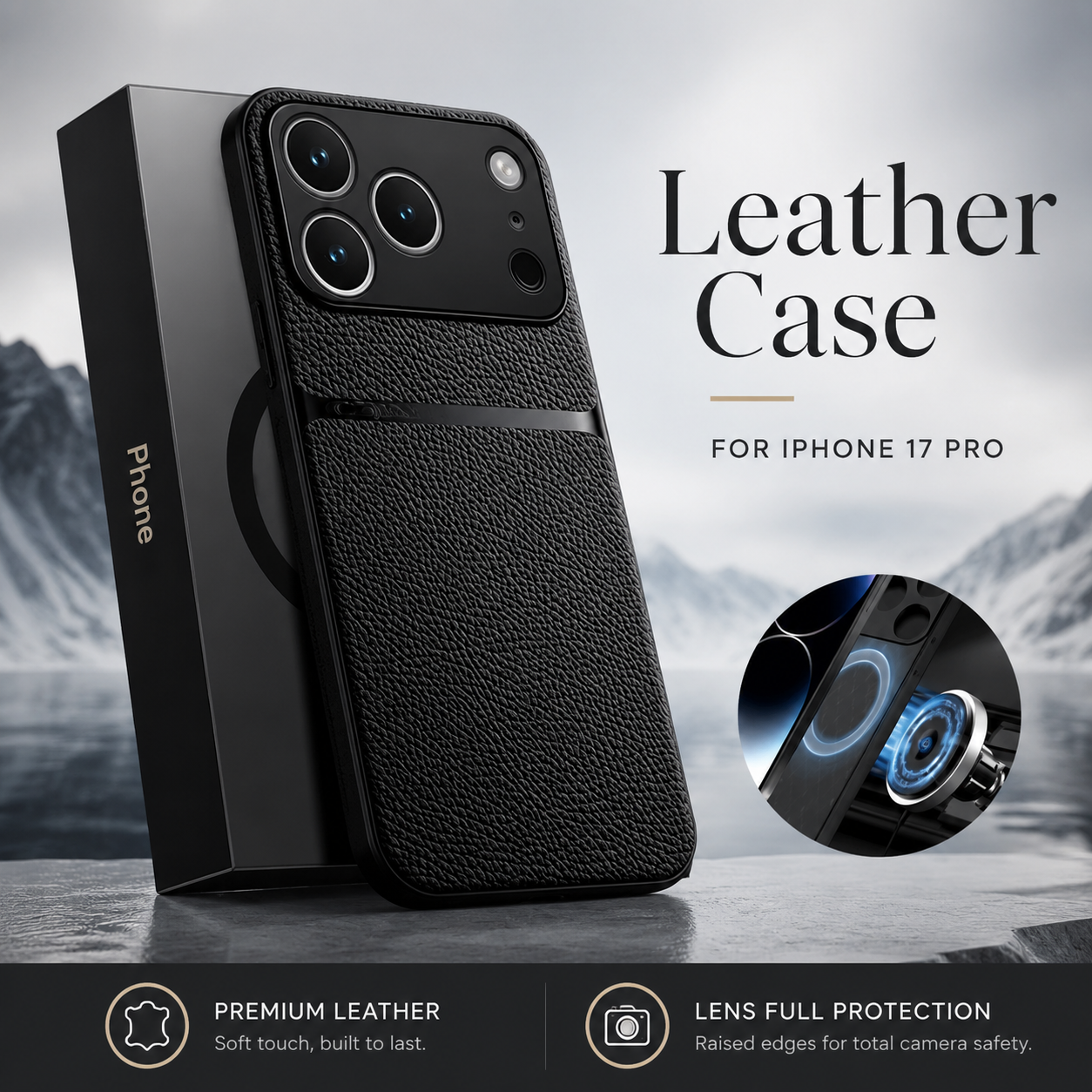 Premium iPhone Case Leather Pattern Silicone Back Cover Shockproof Protective Armor Full Coverage Slim Anti Slip Durable Design Protective Phone Case