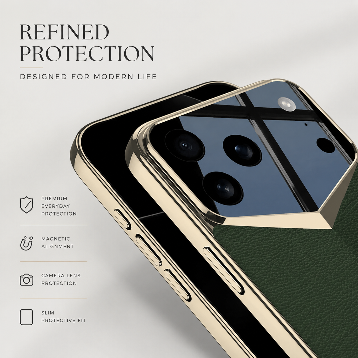 Premium iPhone Case MagSafe Compatible PU Leather Electroplated Protective Cover Camera Lens Protection Shockproof Anti Scratch Hard Shell Slim Full Coverage