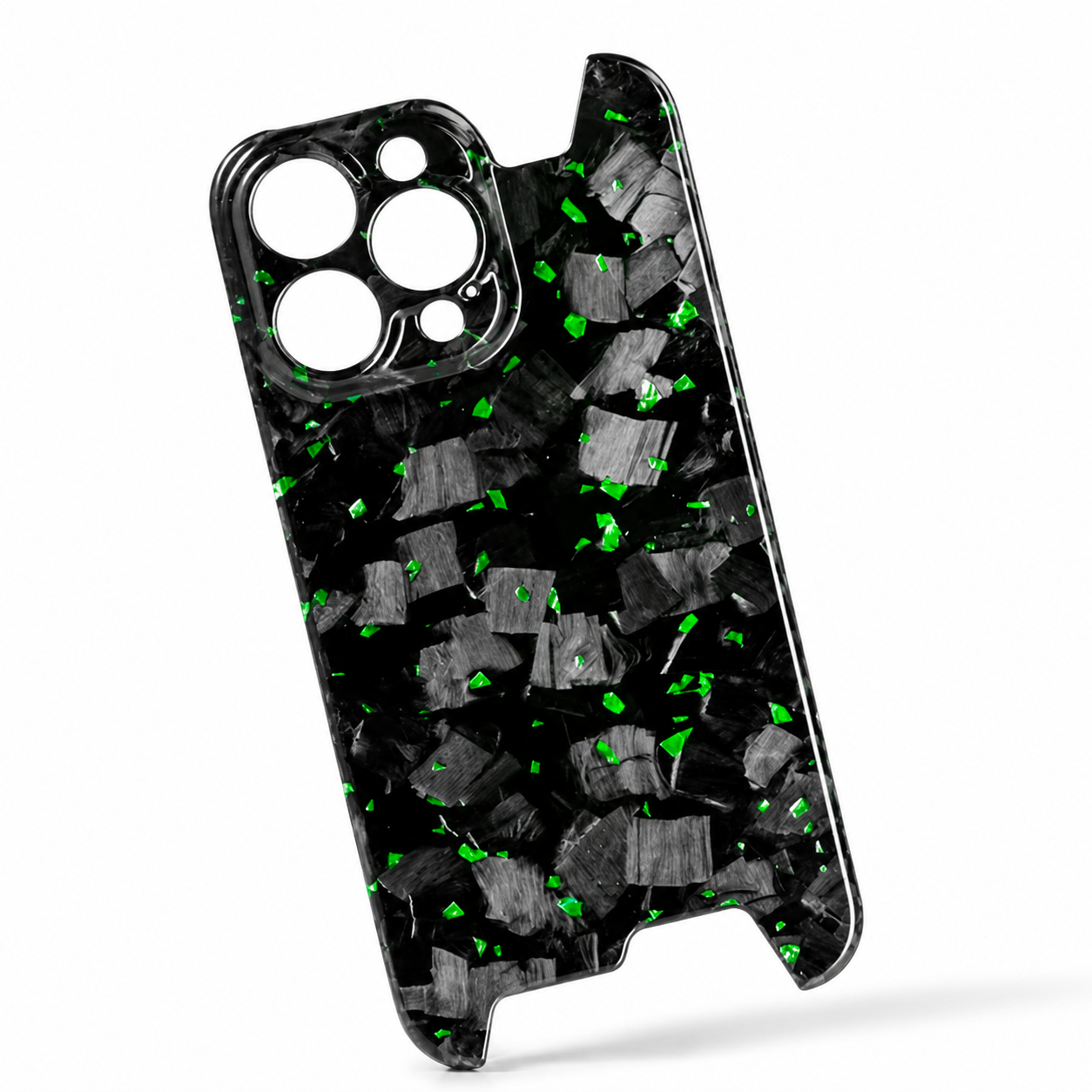 Premium iPhone Case Forged Carbon Fiber Cover Ultra Thin Glossy Lightweight Scratch Resistant Half Wrapped Slim Protective Wireless Charging Design