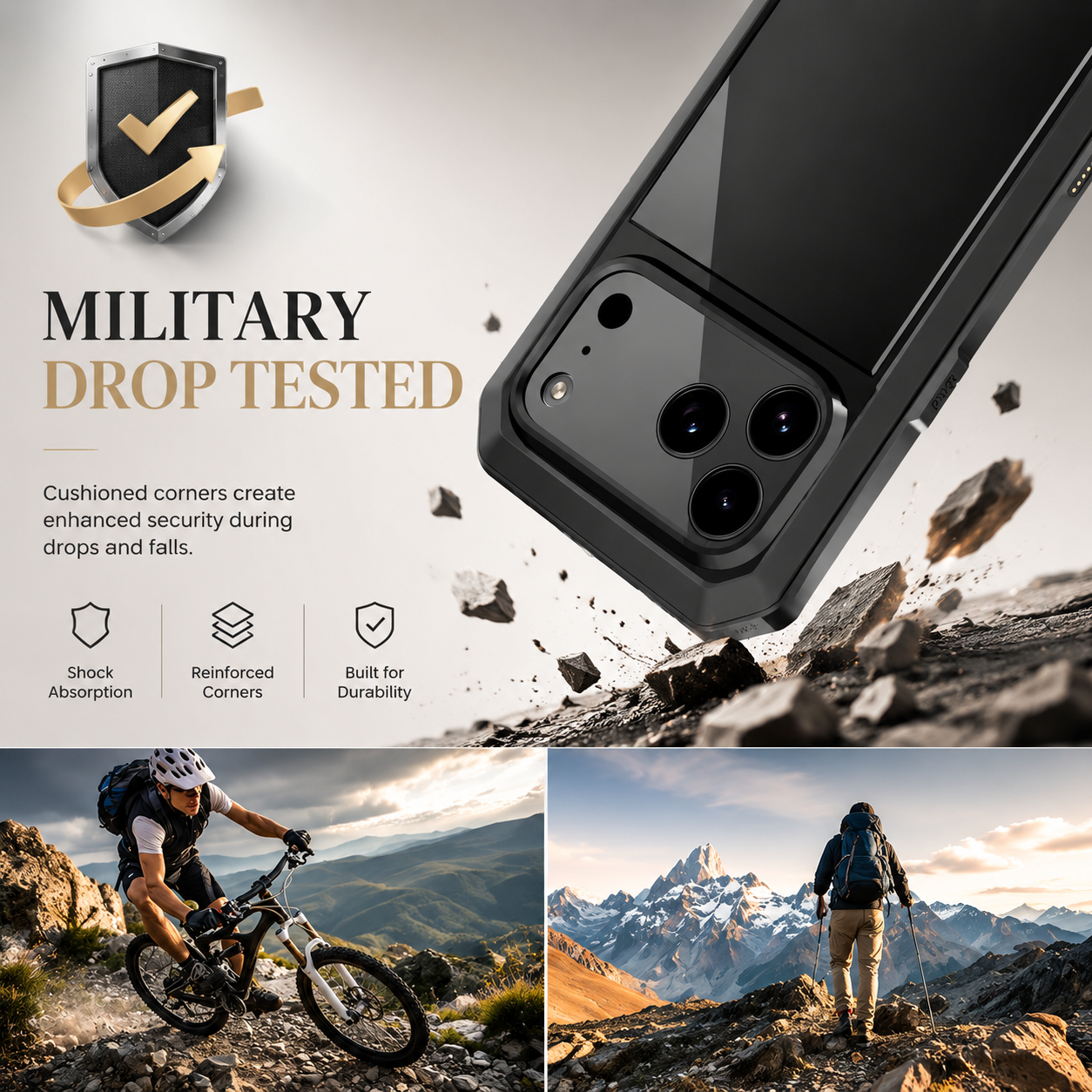 Premium iPhone Case MagSafe Compatible Magnetic Aluminum Armor Frame Cover Heavy Duty Shockproof Built In Glass Screen Protector Camera Lens Guard