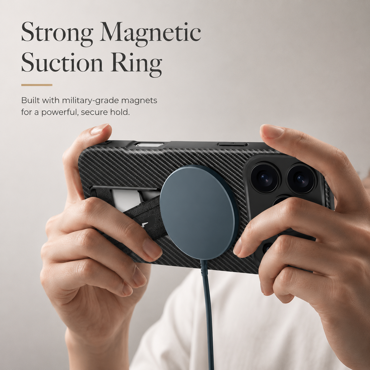 Premium iPhone Case MagSafe Compatible Carbon Fiber Pattern Fold Stand Shockproof Dual Layer Military Grade Protective Cover Full Coverage Armor Design