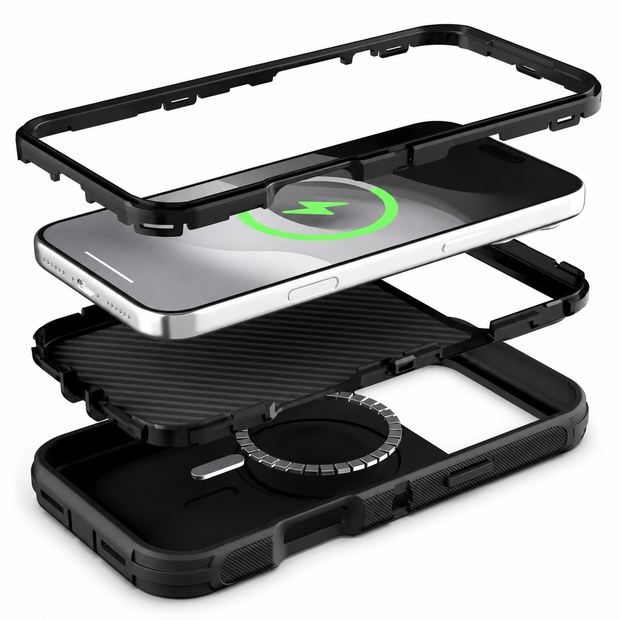 Premium iPhone Case Rugged Defender Magnetic Dual Layer Shockproof Armor Protective Cover Belt Clip Holder Heavy Duty Anti Slip Grip Full Port Protection Design