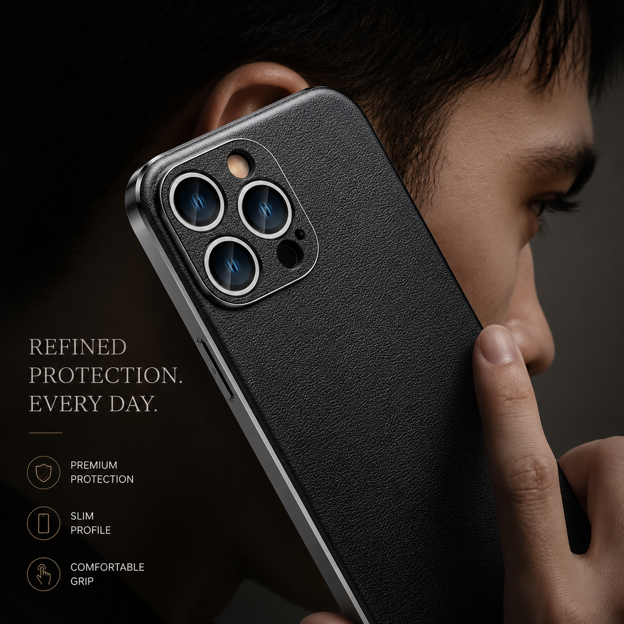 Premium iPhone Case Genuine Cowhide Leather Protective Cover MagSafe Compatible Camera Lens Protection Shockproof Plating Frame Slim Full Coverage