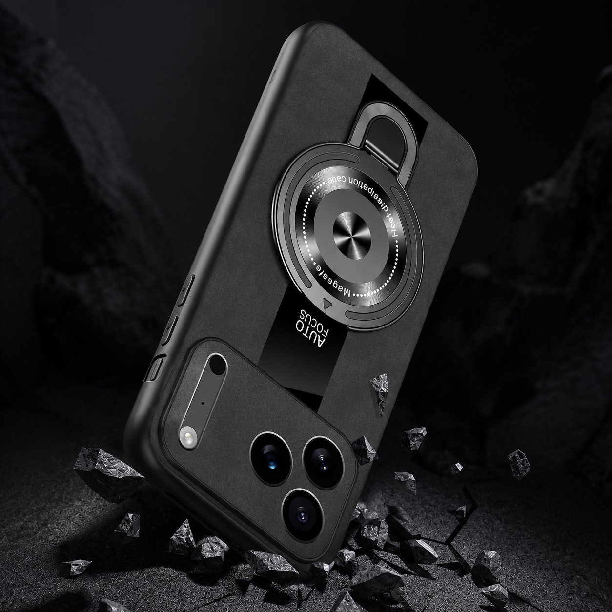 Premium iPhone Case Magnetic Matte Fiber MagSafe Compatible Ring Stand Shockproof PC TPU Silicone Hybrid Slim Full Coverage Protective Design