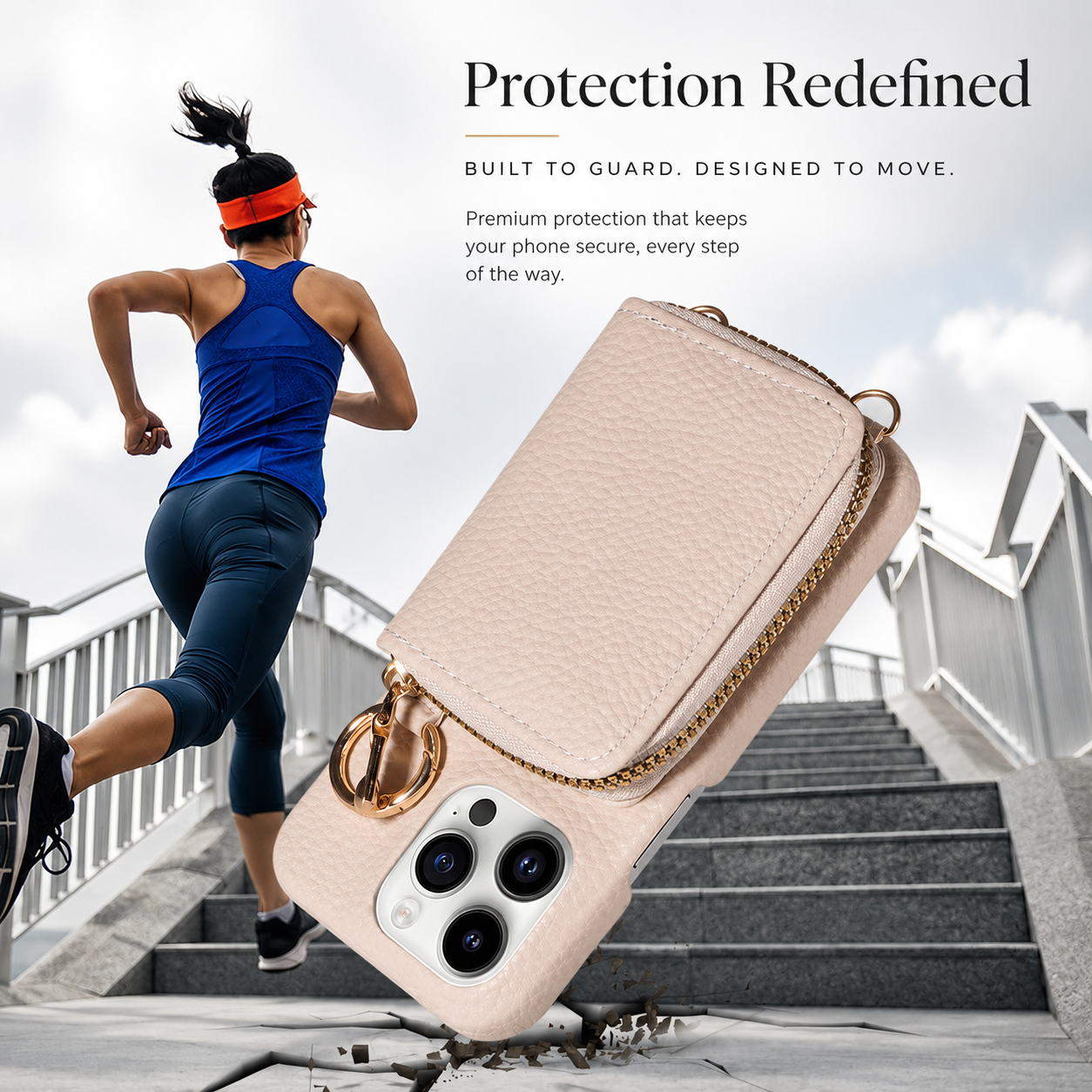 Premium iPhone Case Leather Wallet Crossbody Cover MagSafe Compatible Card Holder Zipper Pocket Magnetic Closure Shockproof Full Coverage Lanyard Strap