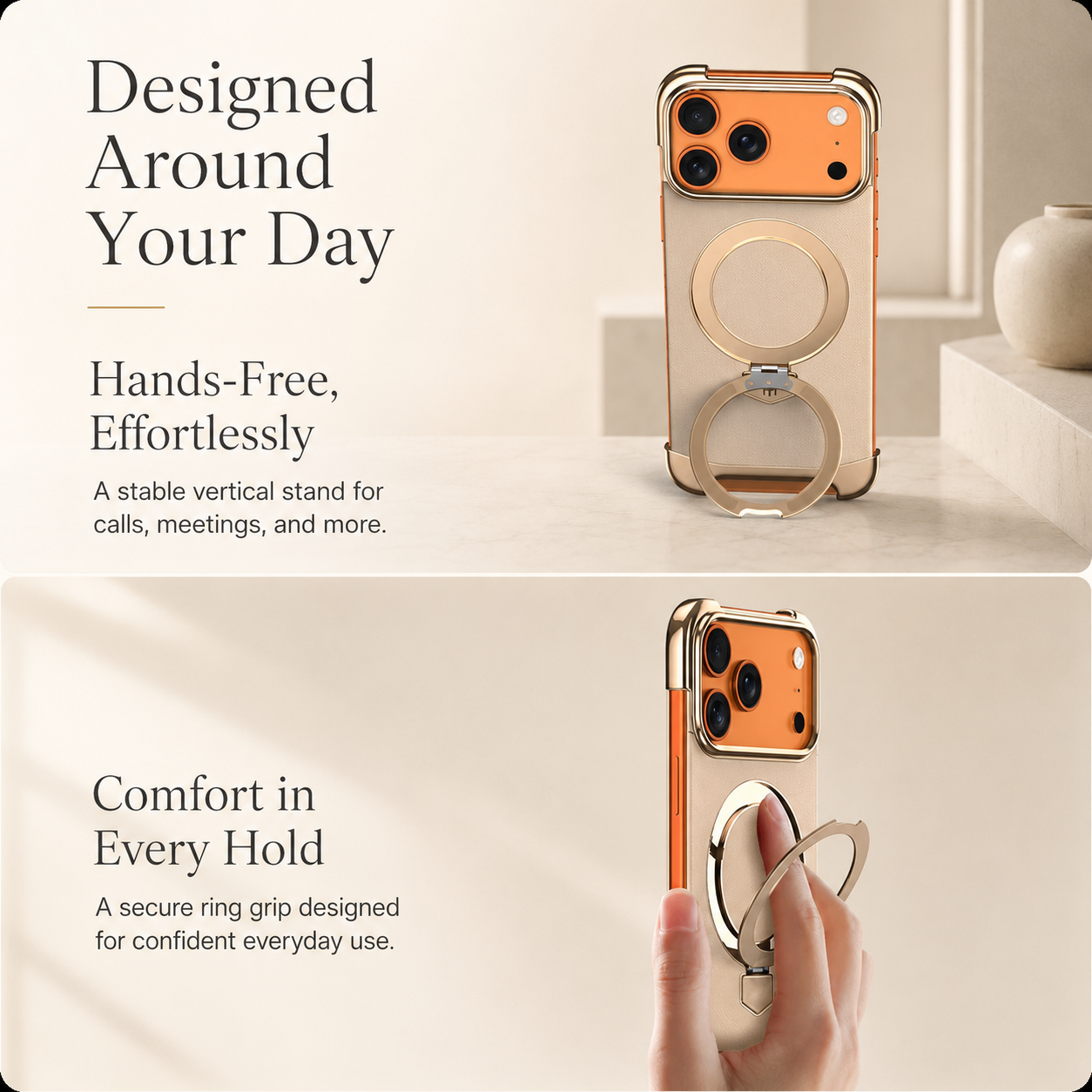 Premium iPhone Case MagSafe Compatible Frameless Magnetic Leather Back Metal Bumper Stand Shockproof Camera Lens Guard Ultra Thin Design