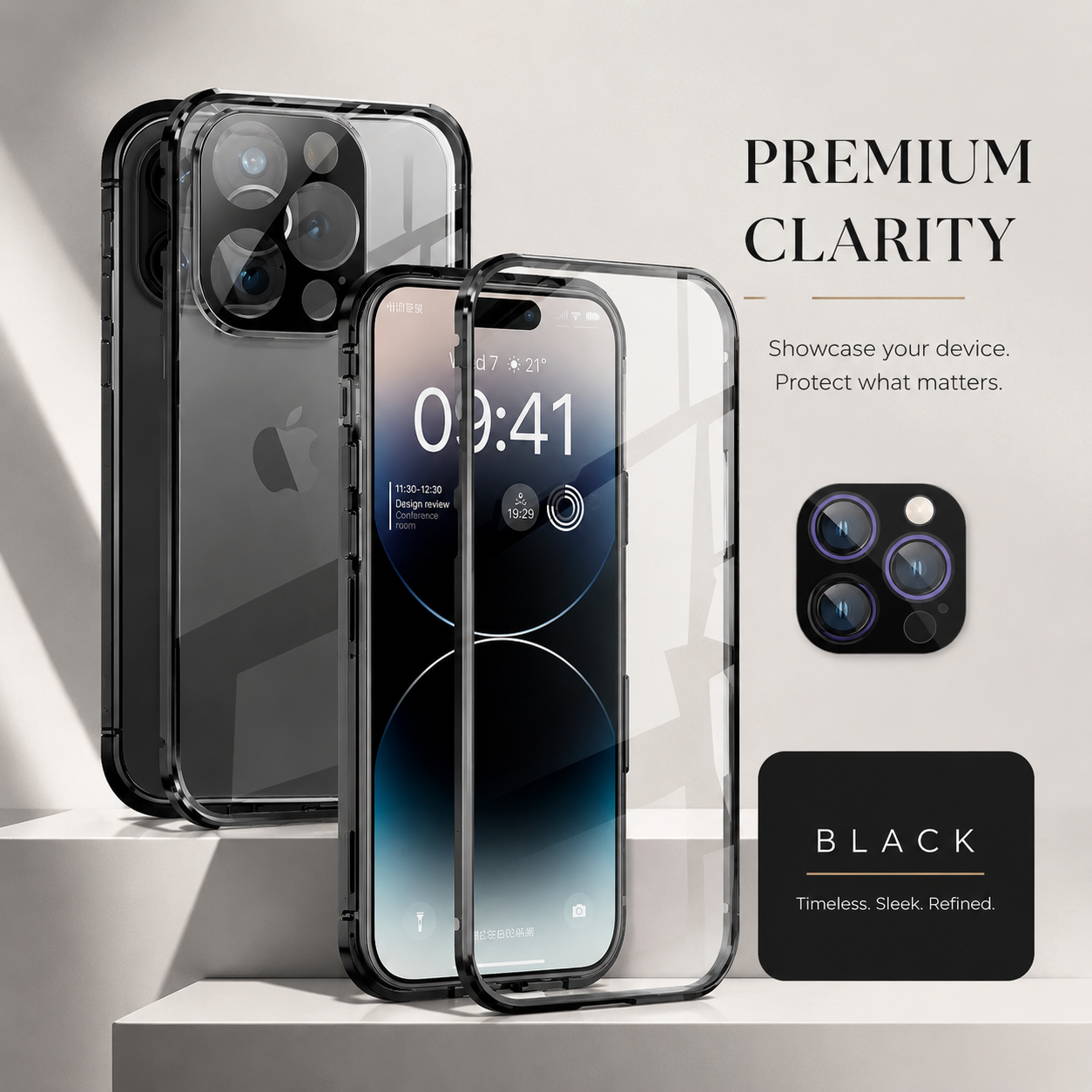 Premium iPhone Case MagSafe Compatible Magnetic Fit Double Sided Tempered Glass Metal Frame 360 Full Body Shockproof Cover Camera Lens Protection Slim Design