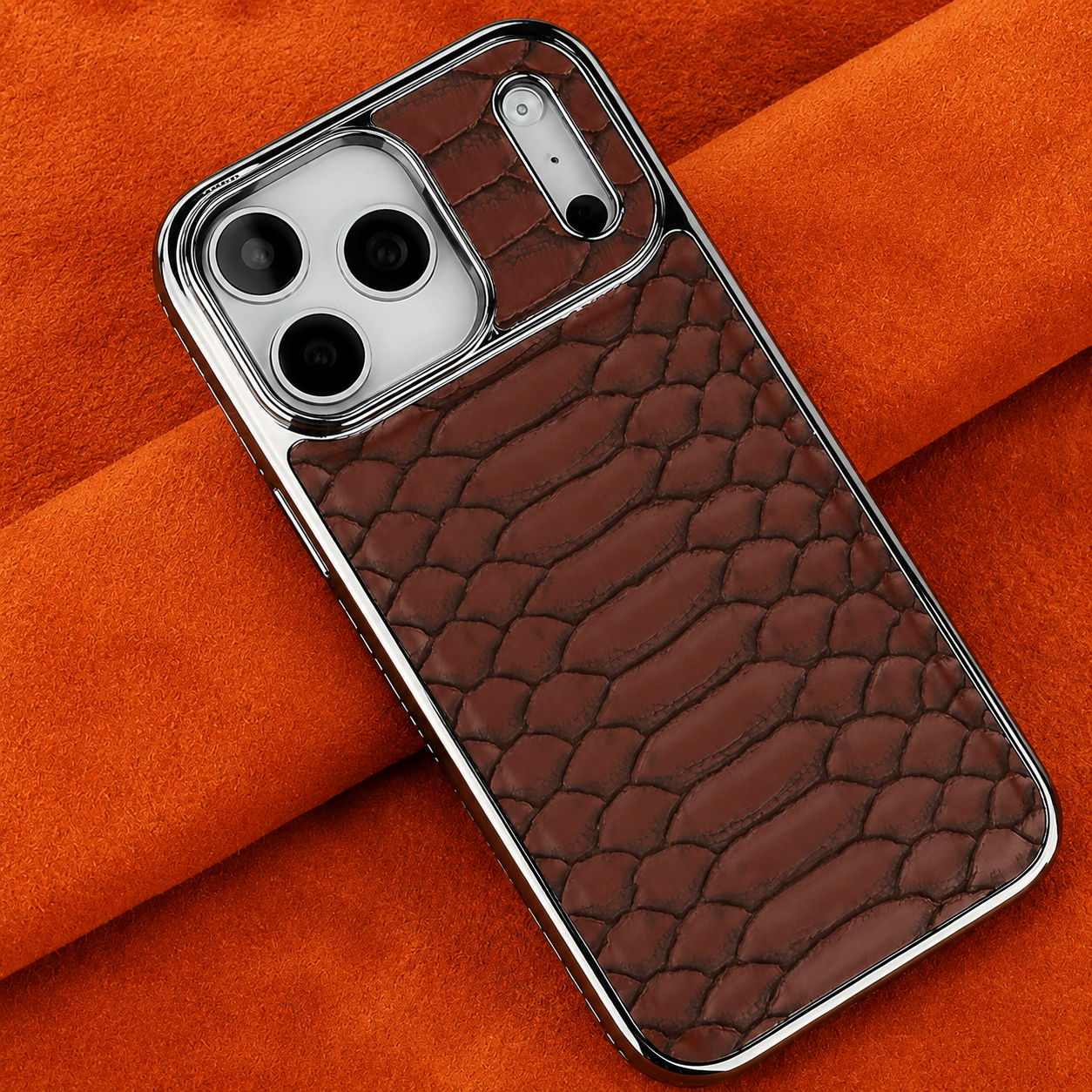 Premium iPhone Case Leather Snake Pattern Cover Soft Flannel Lining Anti Scratch Non Slip Slim Lightweight Protective Fashion Design Half Wrapped
