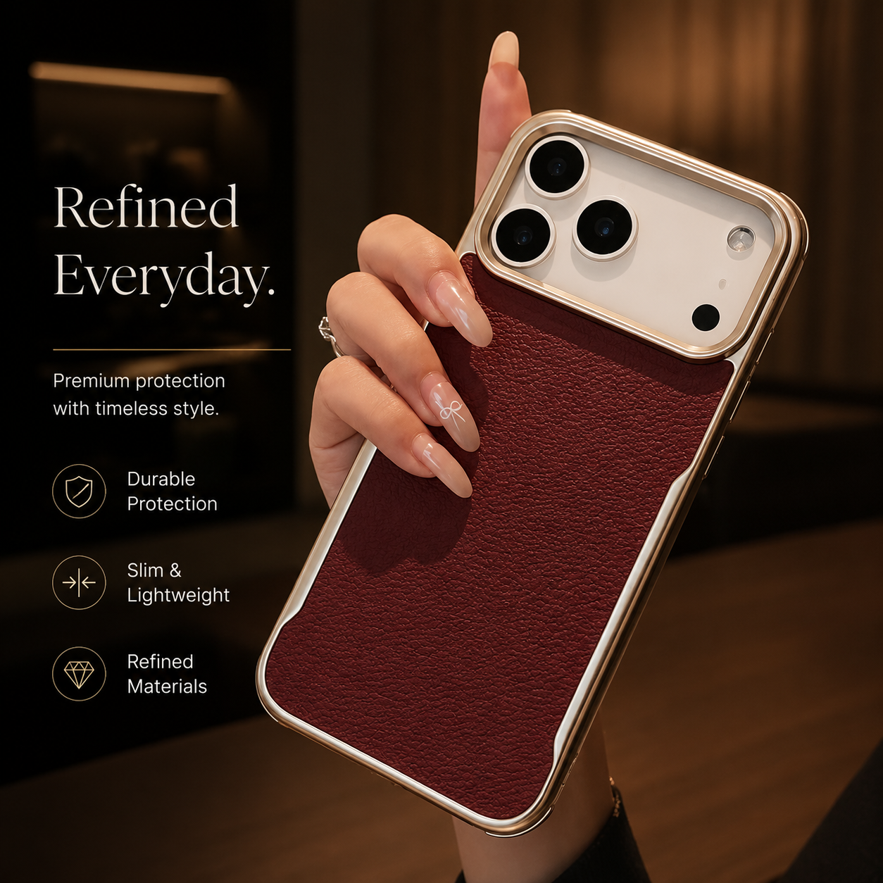 Premium iPhone Case MagSafe Compatible Magnetic PU Leather Protective Cover Metal Frame Shockproof Camera Lens Protection Anti Scratch Non Slip Full Coverage