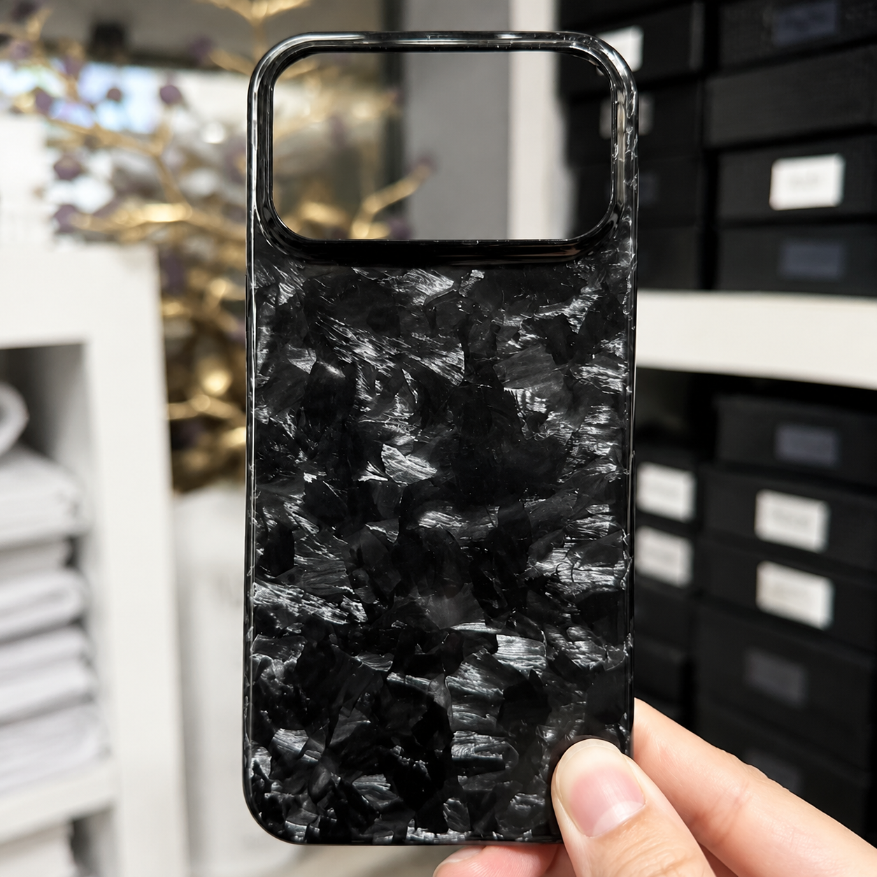 Premium iPhone Case Forged Carbon Fiber Cover Ultra Slim Lightweight Anti Fingerprint Non Slip Scratch Resistant Business Protective Design