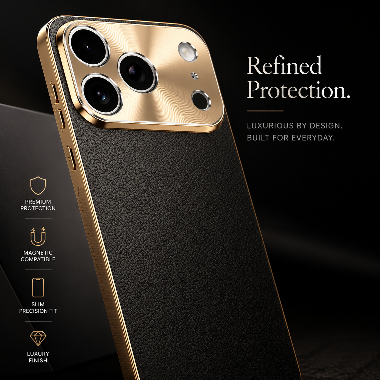 Premium iPhone Case MagSafe Compatible Magnetic Leather Cover Electroplated Frame Shockproof Protective Camera Lens Protection Full Coverage Slim Design