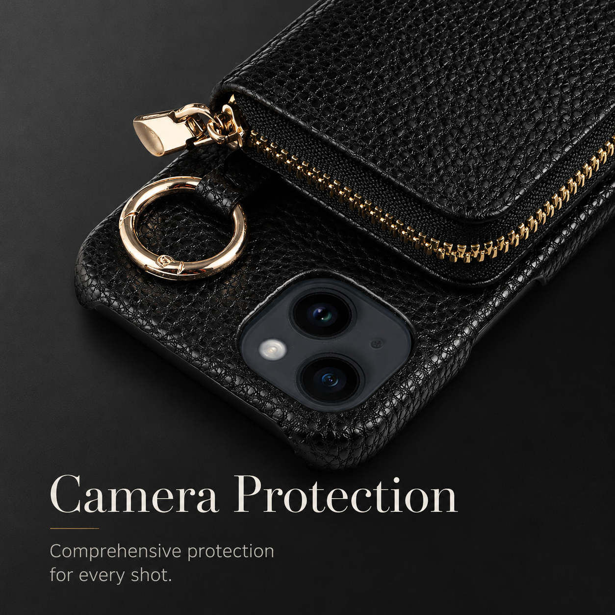 Premium iPhone Case Leather Wallet Crossbody Cover MagSafe Compatible Card Holder Zipper Pocket Magnetic Closure Shockproof Full Coverage Lanyard Strap